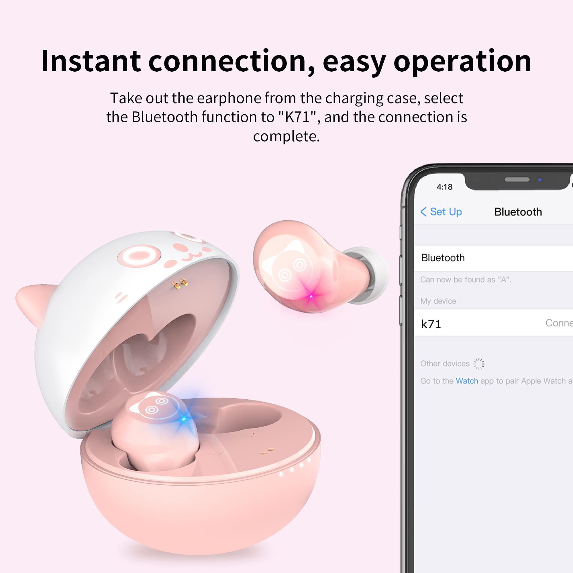 Pink Wireless Earbuds Bluetooth 5.1, 36H Playtime - Perfect for Girls' Workouts & Travel