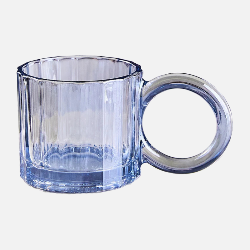 Opa Ring Glass Mug - 12oz Clear Glass Coffee Cup with Handle, Perfect for Hot Tea, Iced Coffee, and Smoothies at Home, Office, or Cafe