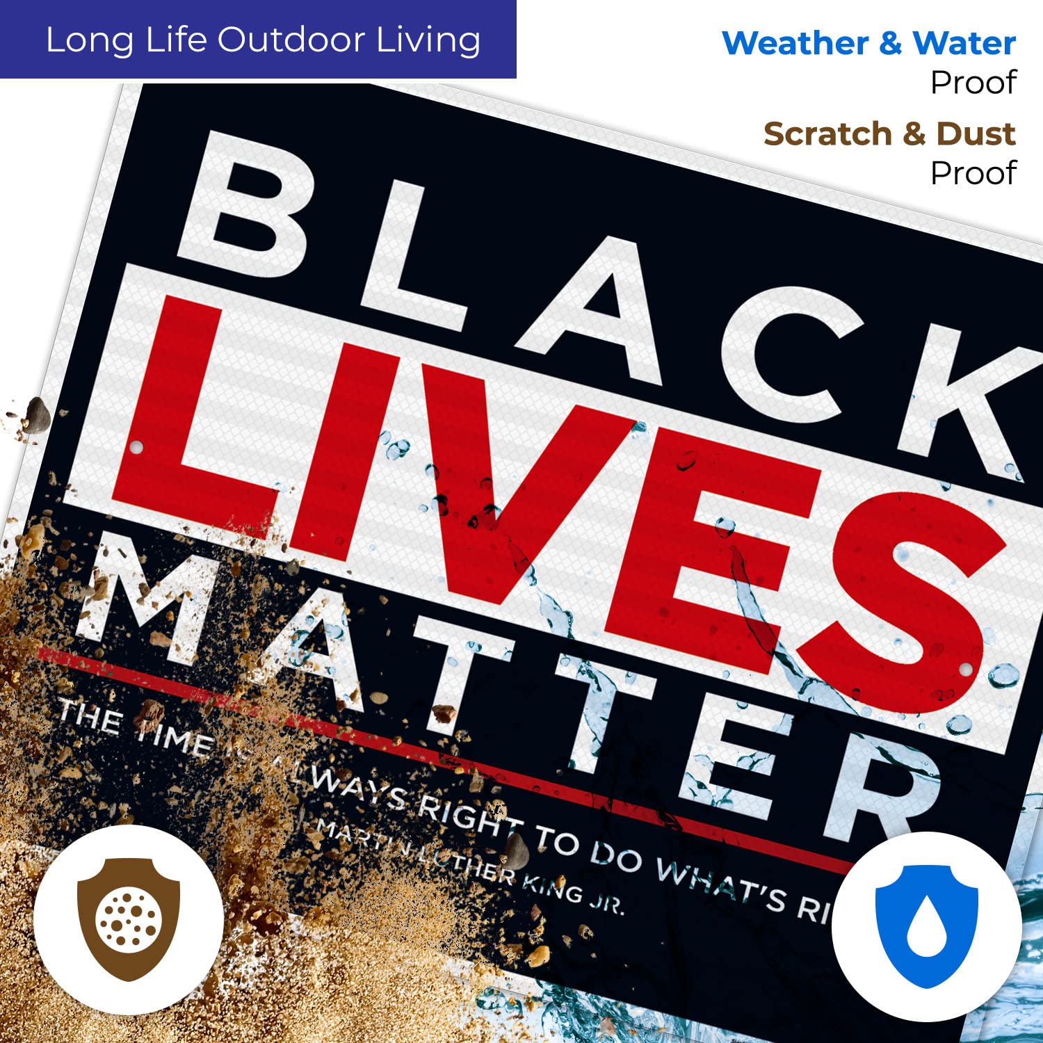 Black Lives Matter Sign - 24x30 Inches, 3M EGP Reflective .080 Aluminum, Fade Resistant, Made in USA - Perfect for Yard, Protest, or Community Display