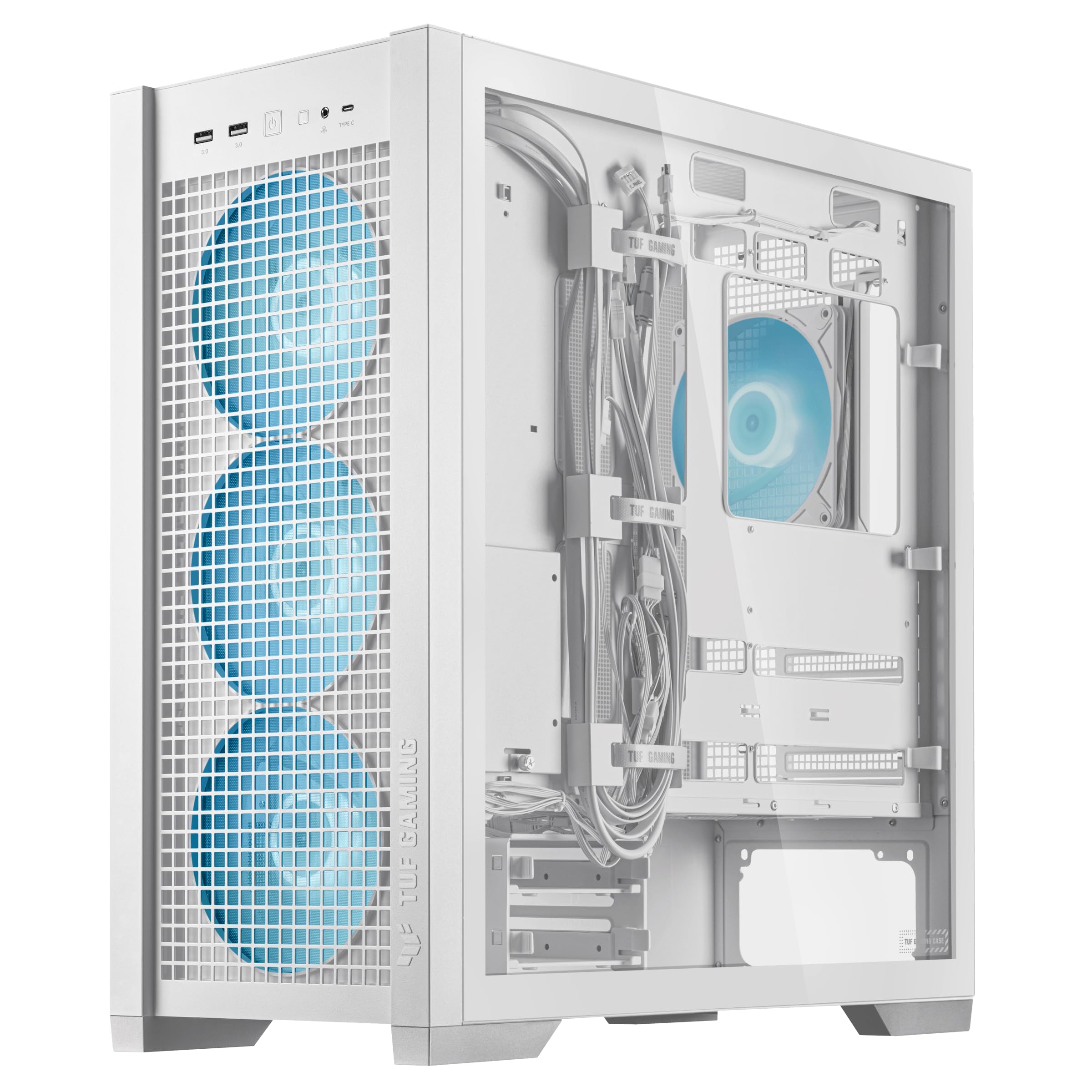 ASUS TUF Gaming GT302 ARGB White Edition ATX Mid-Tower PC Case - 4x 140mm ARGB Fans for Optimal Airflow & Cooling, Interchangeable & Detachable Panels, Hidden-Connector MB Support - Perfect for Gaming Rigs & High-Performance PC Builds