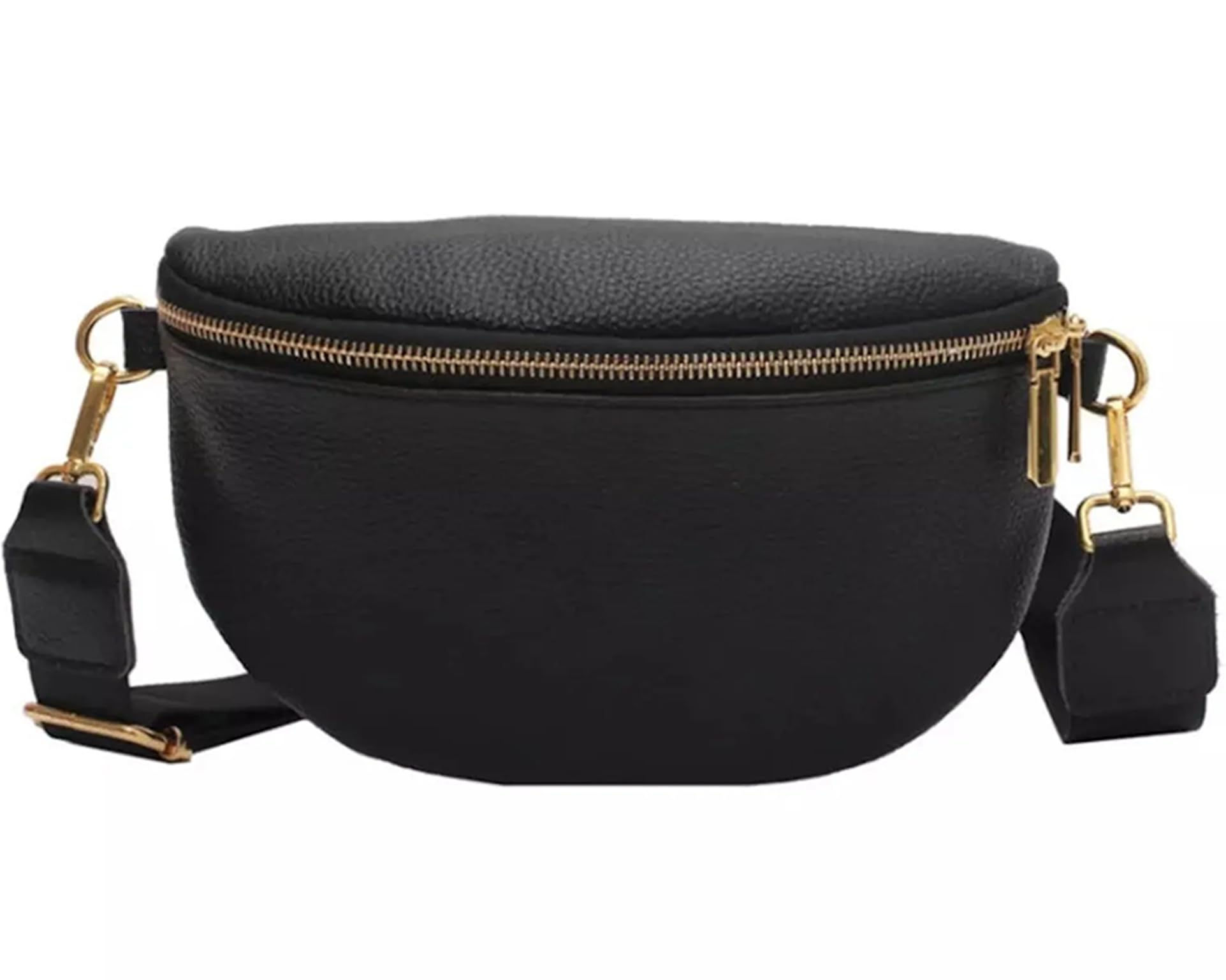 Trendy Women's Leather Fanny Pack Crossbody Bag - Stylish Sling Bag for Travel, Vacation & Everyday Use - Small Waist Pack Purse with Adjustable Strap (Black) - Perfect for Hiking, Shopping & Outdoor Activities