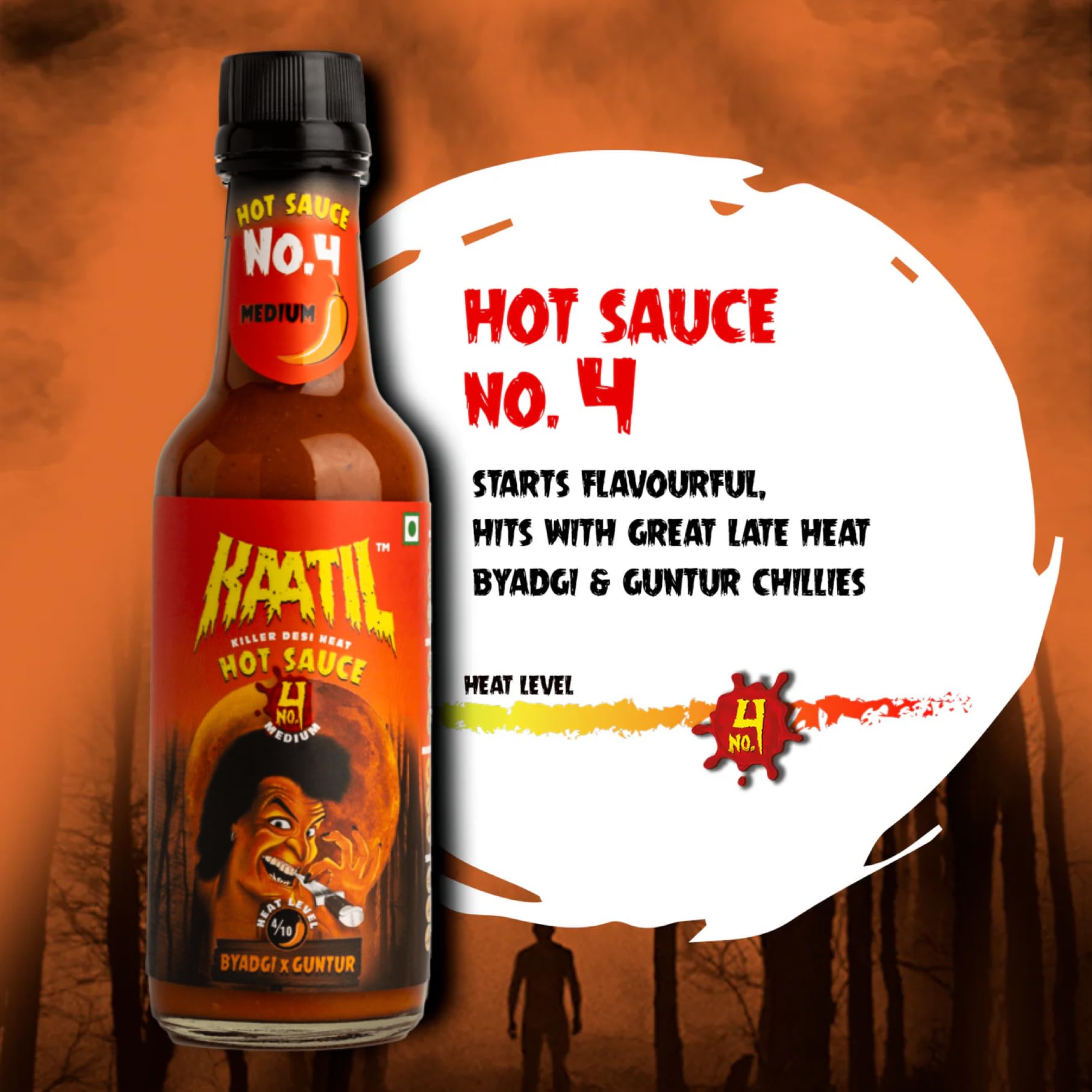 Kaatil Hot Sauce Variety Pack (3 Bottles) - Medium & Super Hot Sauces with Authentic Indian Chillies & Bhoot Jolokia | Perfect for Dips, Spreads, Marinades, and Sauteing | Great Gift Set for Spicy Food Lovers | All-Natural Heat | Ideal for BBQs, Tacos, Wings & Hot Sauce Challenges