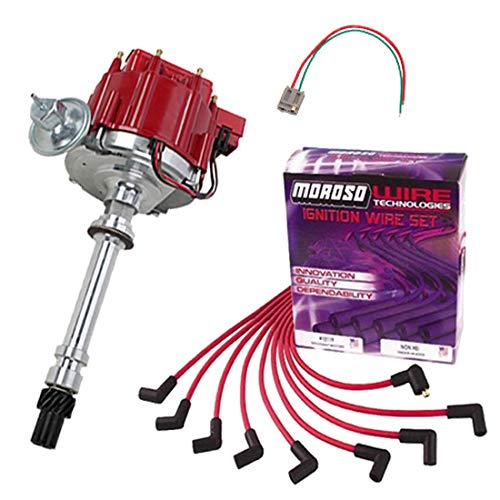 High Performance SBC BBC HEI Distributor & Red Spark Plug Wire Kit - Compatible with Chevy Small Block & Big Block Engines - Ideal for Racing, Restoration & Engine Upgrades