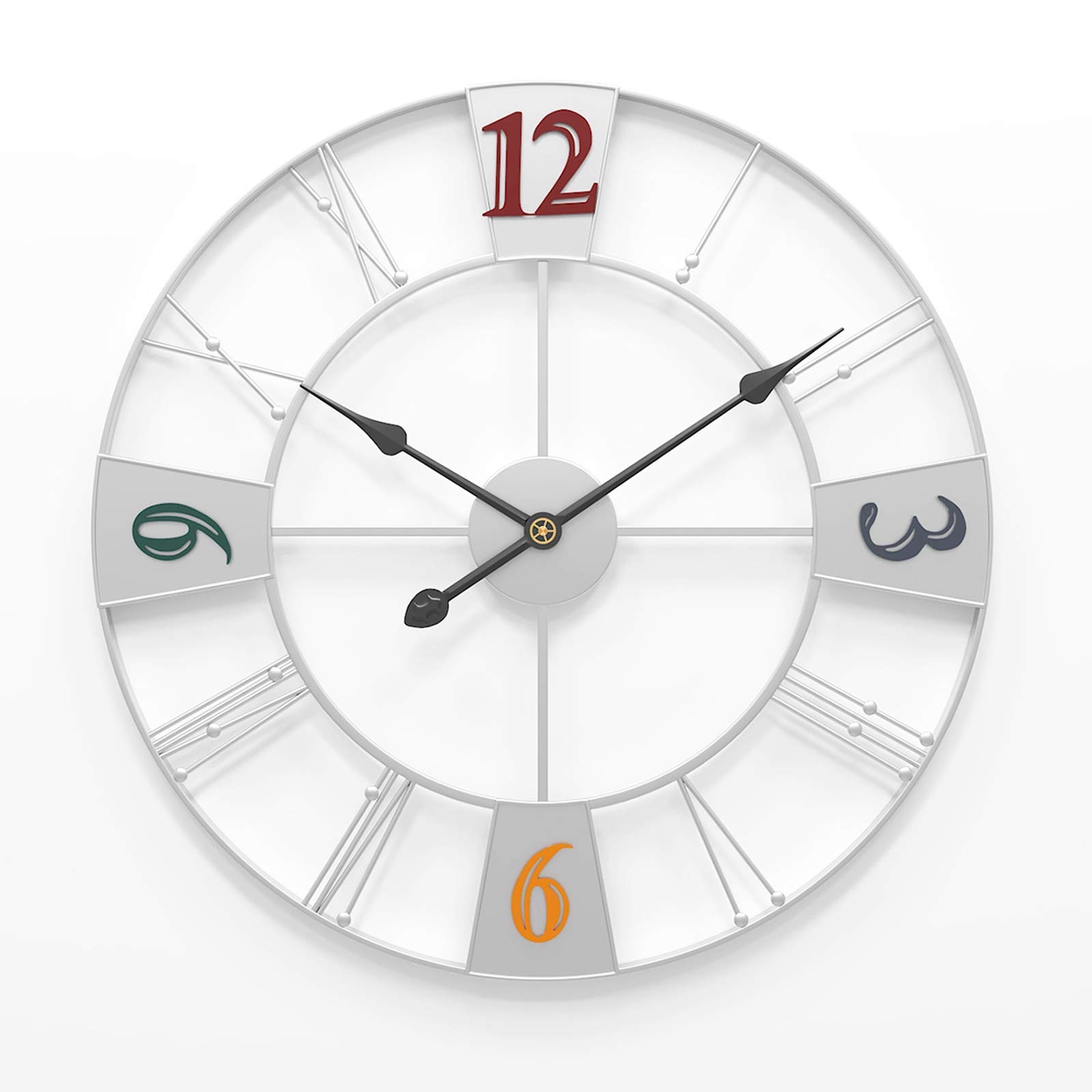 23 Inch Large Retro Outdoor Garden Wall Clock - Waterproof Wrought Iron Roman Numerals - Silent Quartz Movement - Perfect for Patio, Backyard, and Indoor Decor