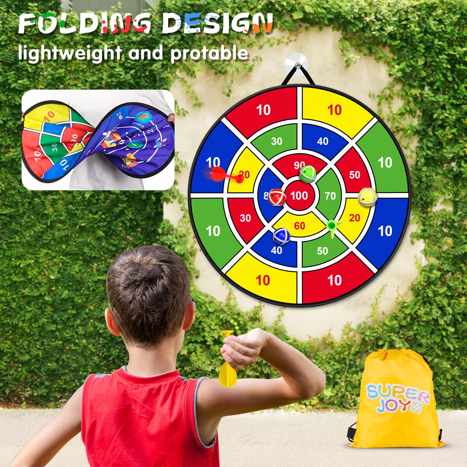 22-Piece Kids Double-Sided Dart Board Set - Safe Indoor/Outdoor Sports Toy for Boys & Girls Ages 5-9 | Fun Birthday Gift for Kids & Adults | Perfect for Parties, Family Game Nights & Backyard Activities