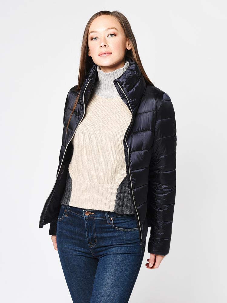 Save The Duck Women's IRIS Stand Collar Jacket - Lightweight Waterproof Winter Coat, Black Size 3-L - Perfect for Outdoor Activities & Urban Commuting