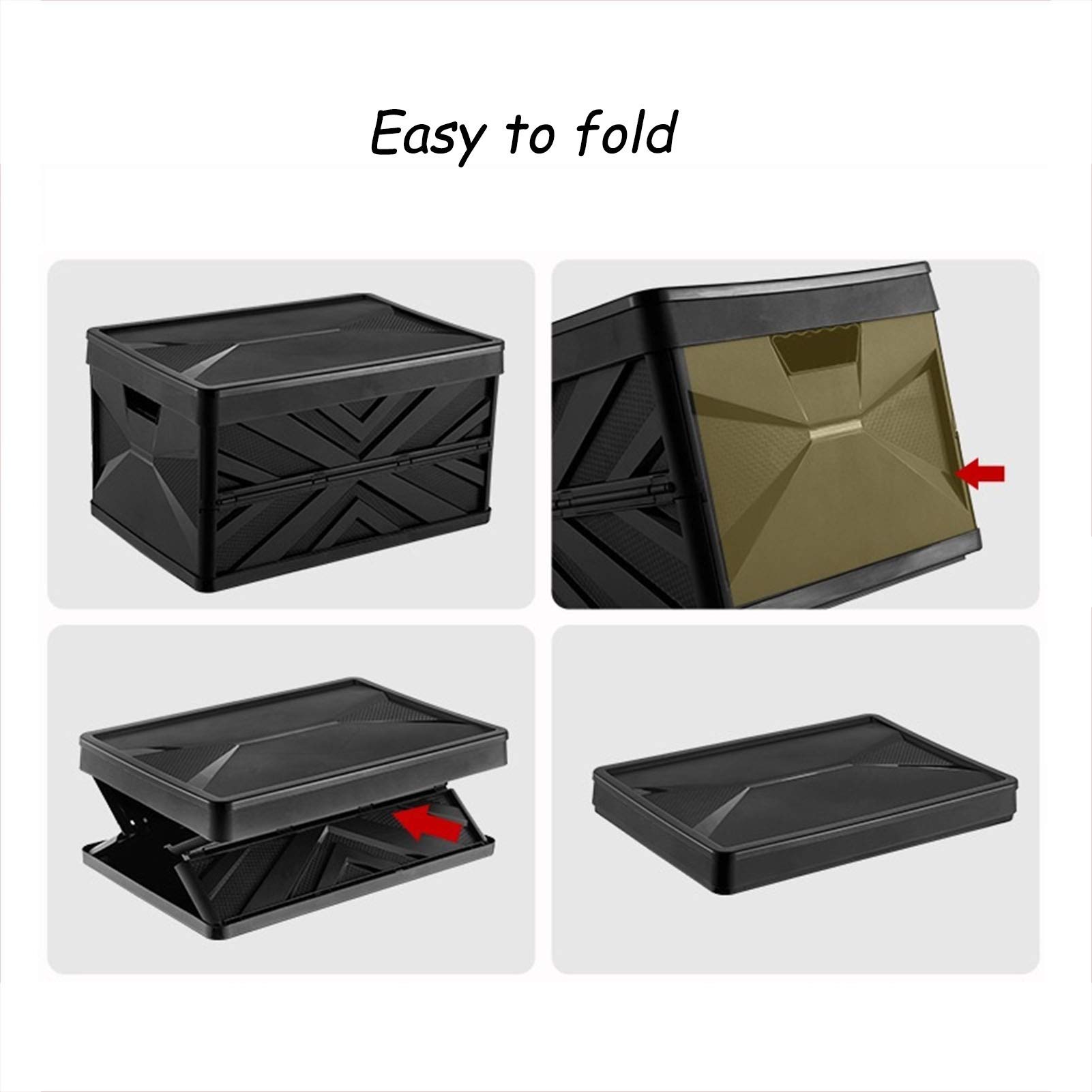 Collapsible Plastic Storage Bins - Foldable 55L Storage Box for Camping, Travel, Home & Office Organization (Black) - Space-Saving Solution for Clothes, Toys & Gear