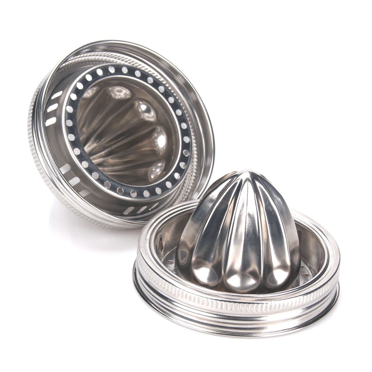 Stainless Steel Mason Jar Juicer Lid (2 Pack) - Wide Mouth Citrus Reamer & Manual Lemon Juicer for Fresh Juice - Perfect for Canning, Cocktails & Homemade Lemonade