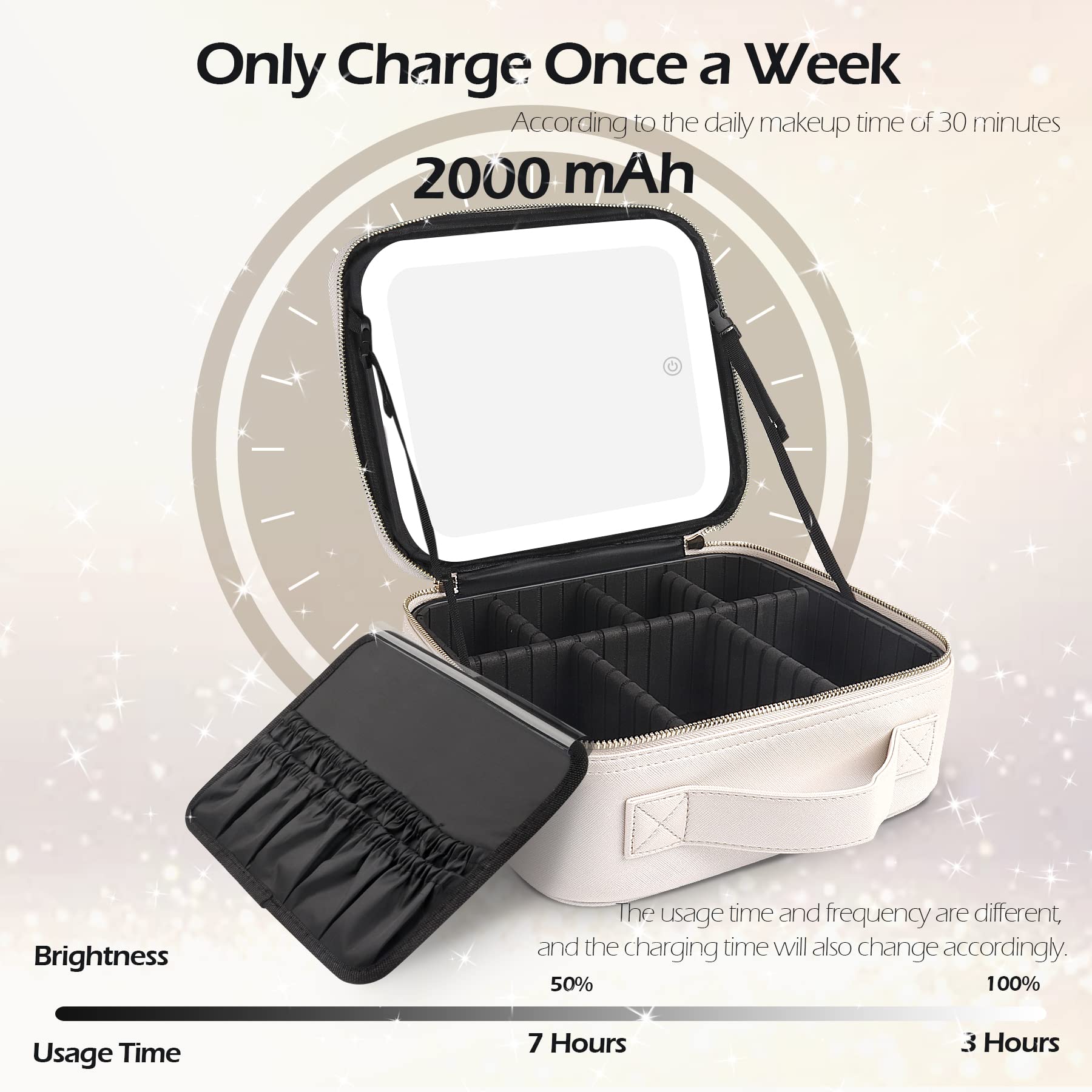 MOMIRA Large Lighted Travel Makeup Bag with Adjustable Brightness Mirror - Waterproof Cosmetic Organizer Case for Women, 3 Color Modes, Perfect Makeup Train Case & Toiletry Gift for Travel, Home, and Salon Use