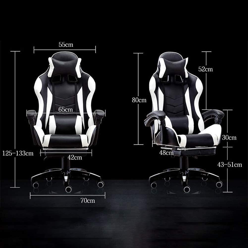 Ergonomic Gaming & Office Chair - High Back PU Leather Computer Desk Chair with Adjustable Headrest & Lumbar Support - Swivel Task Chair for Home Office, Gaming Setup & Workstation (White)