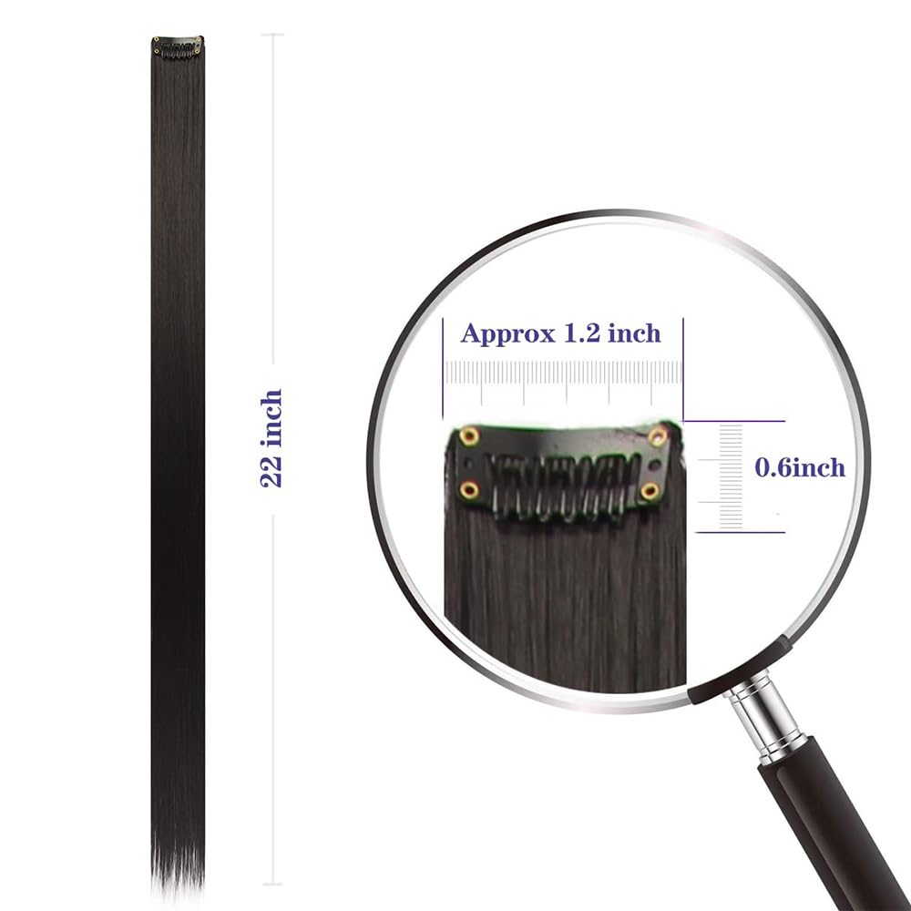 Fapiwen 6pcs Straight Black Hair Extensions for Women - Clip-in Synthetic Hair Weft for Volume & Length - Perfect for Parties, Weddings & Daily Styling
