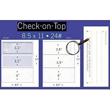 Compuchecks Top Blank Check Paper - 500 Pack | QuickBooks & Laser Printer Compatible | Secure Business Checks with Voucher | 8.5