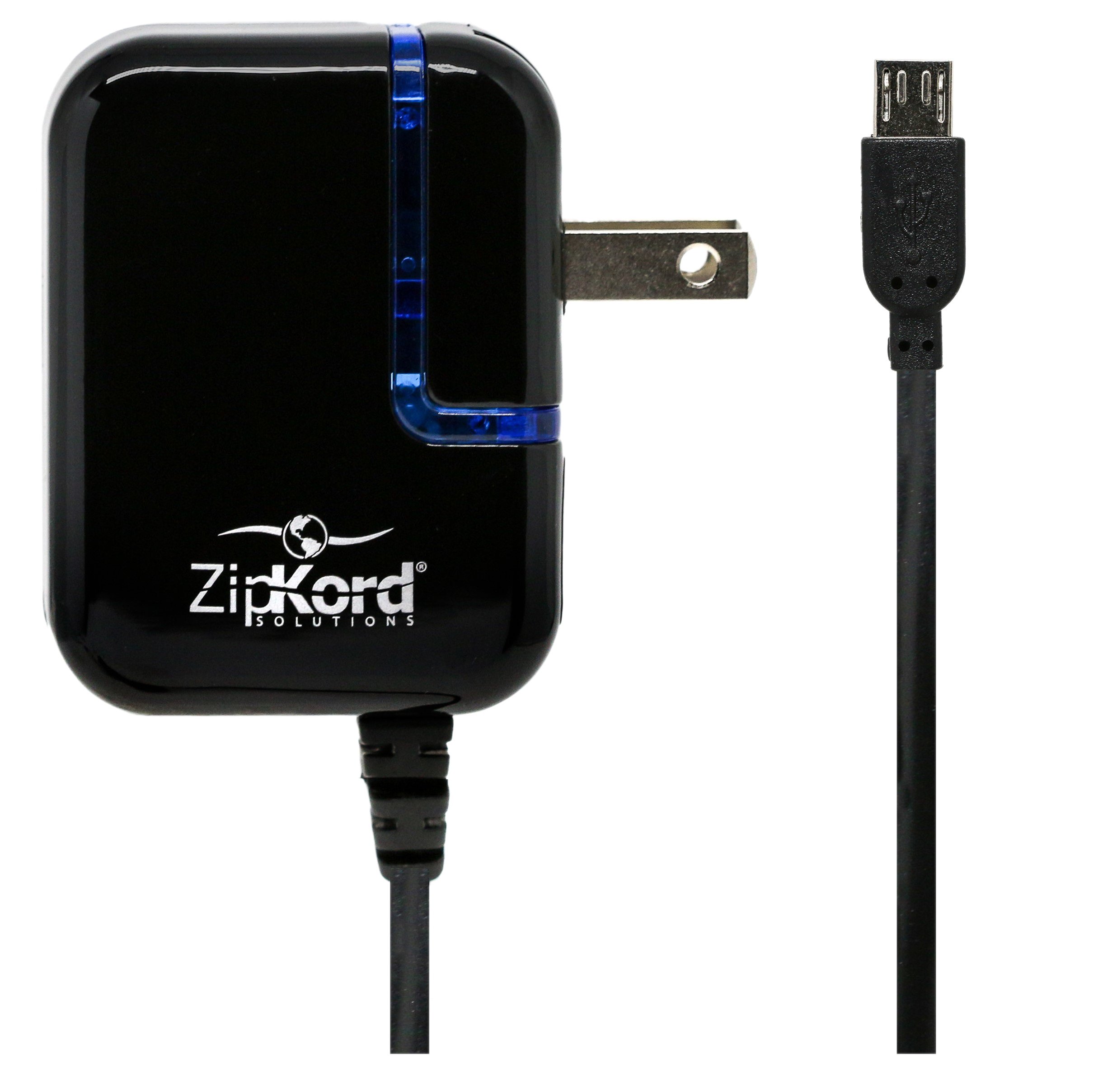 ZipKord Travel Charger for Micro USB Devices - Compact & Fast Charging - Retail Packaging - Black - Perfect for Travel, Office & Home Use
