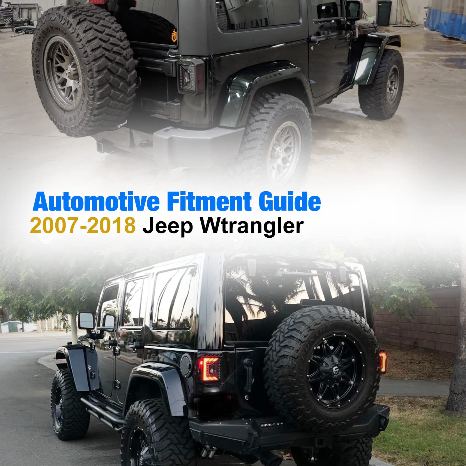 WOLFSTORM LED Tail Lights for 2007-2018 Jeep Wrangler JK/JKU - Black Smoke Lens Replacement Pair - Off-Road & Night Driving Safety Lights