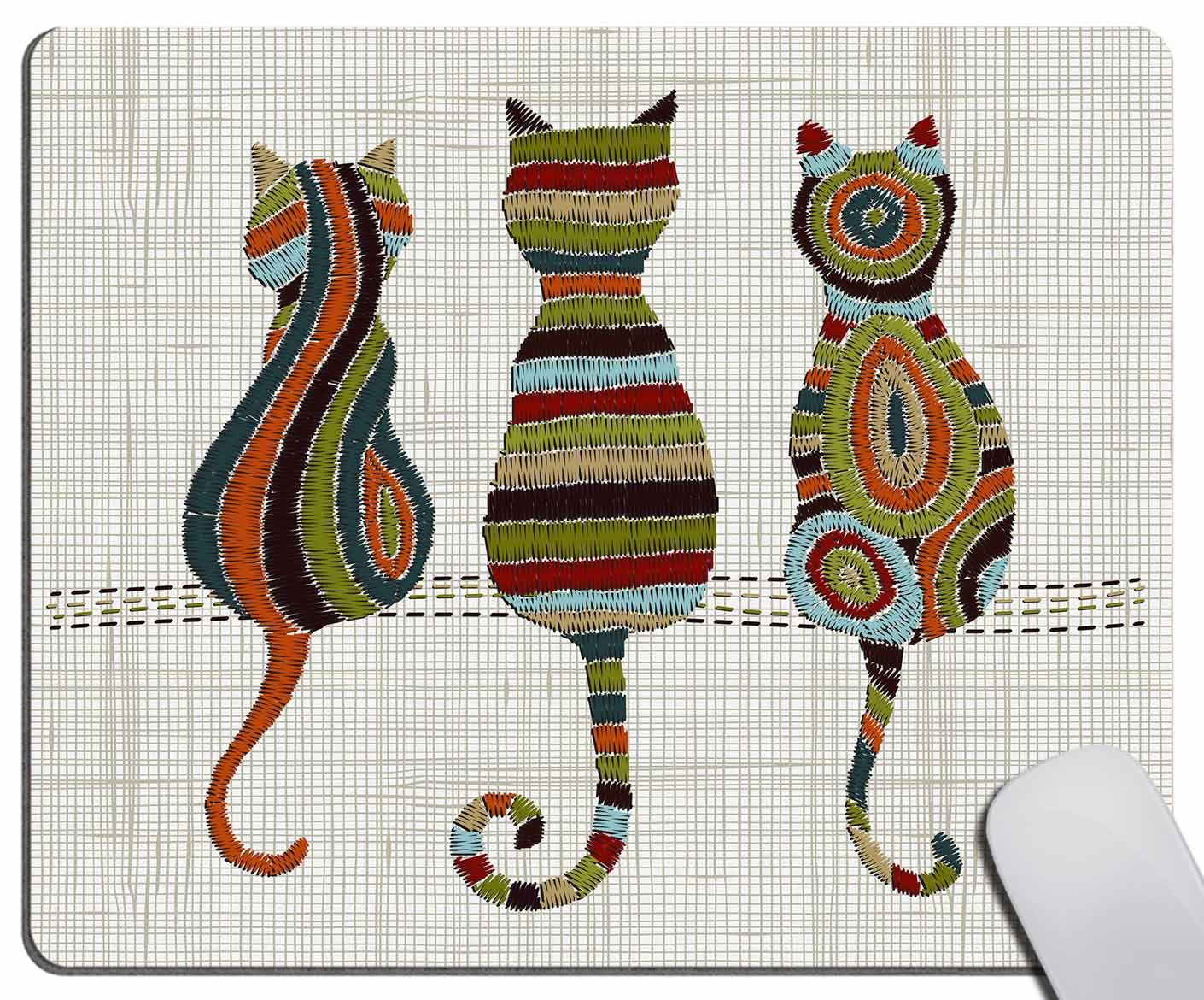 Adorable Knitted Cat Mouse Pad - Non-Slip Rubber Base Gaming & Office Desk Mat (7.9