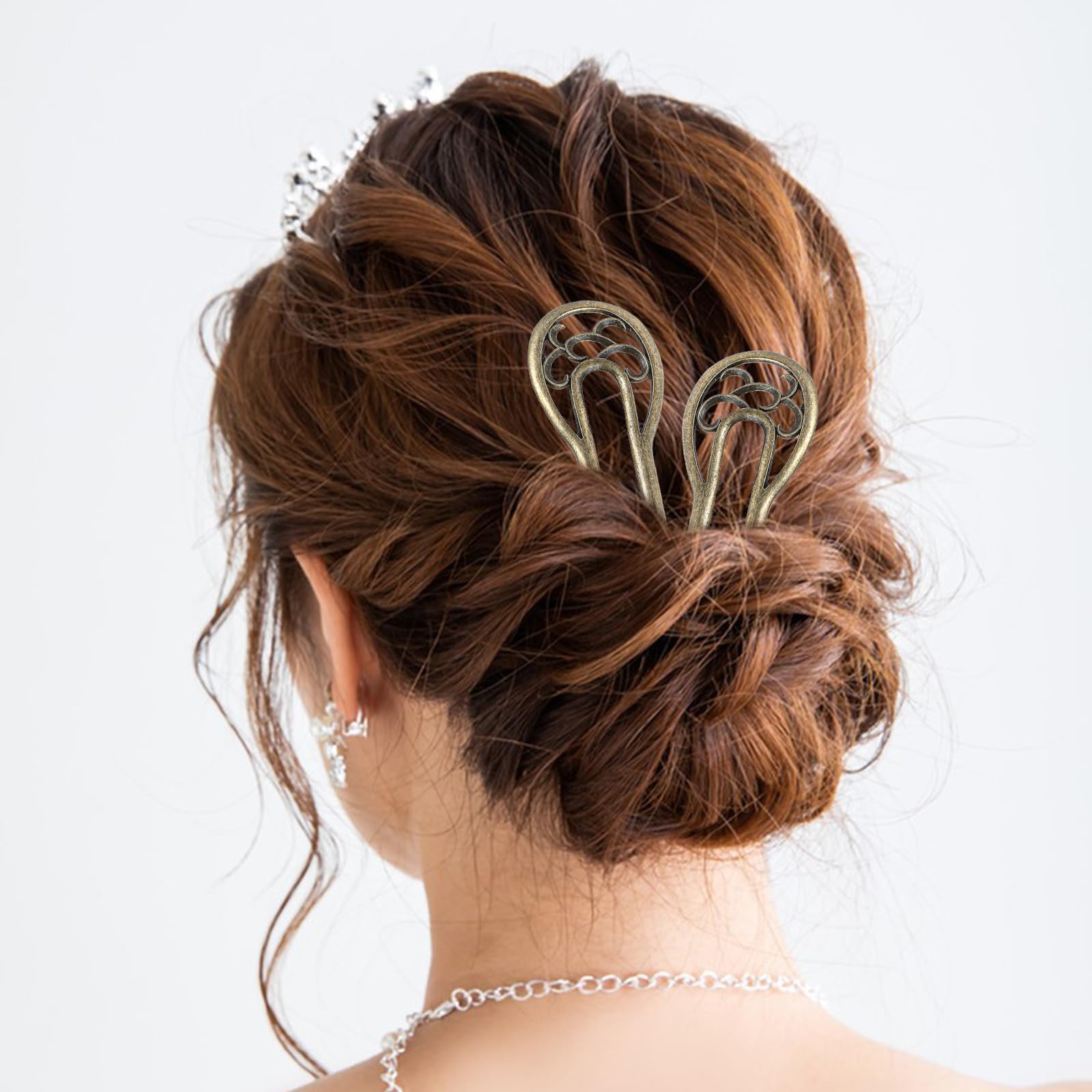 2pcs Vintage Metal U Hairpins for Women - French Hair Sticks for Updos & Braids