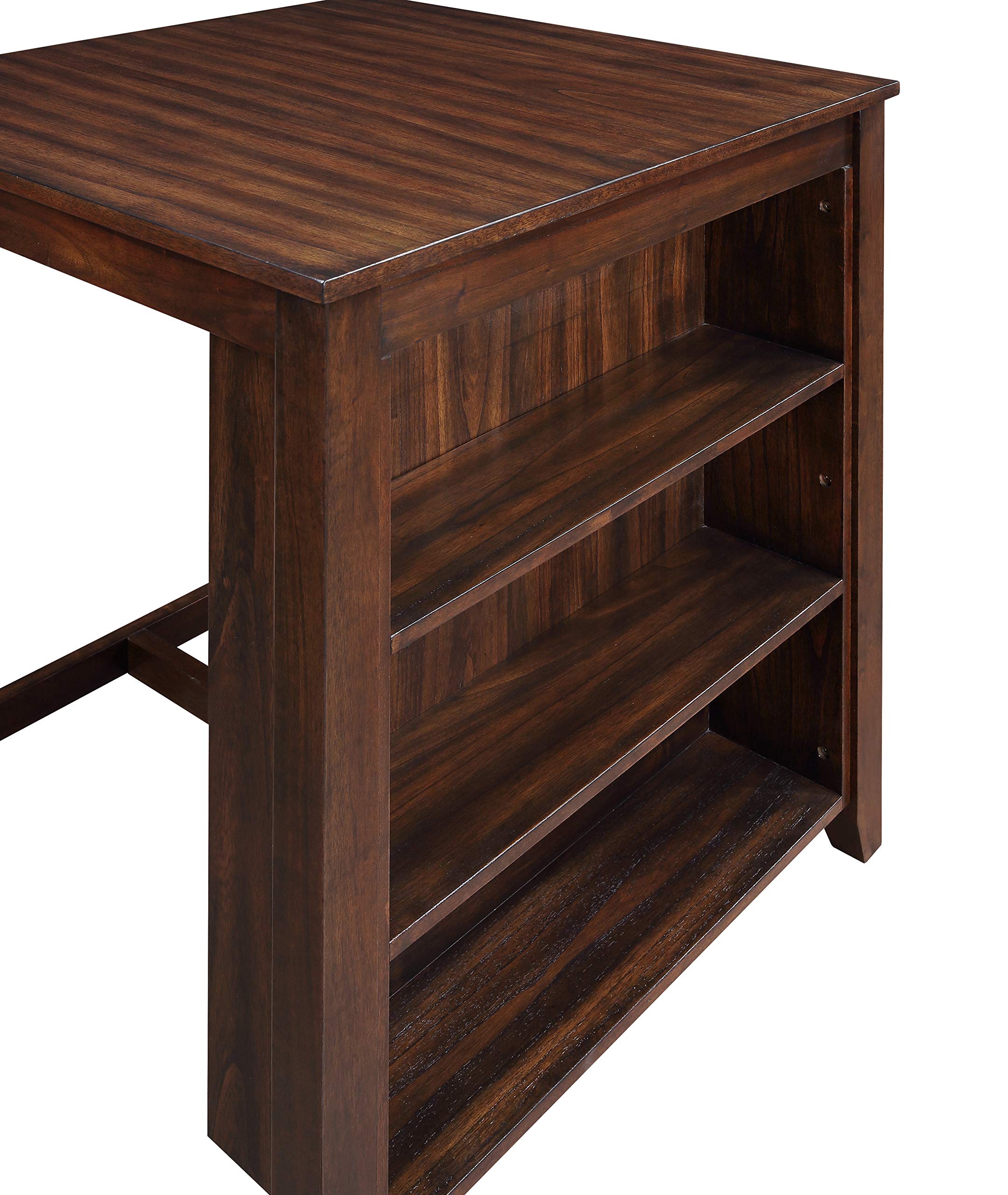 Classic Gia Counter Table Set with 2 Dining Chairs & Storage Shelf - 30 Inch Cherry Brown - Perfect for Small Kitchens, Breakfast Nooks & Studio Apartments