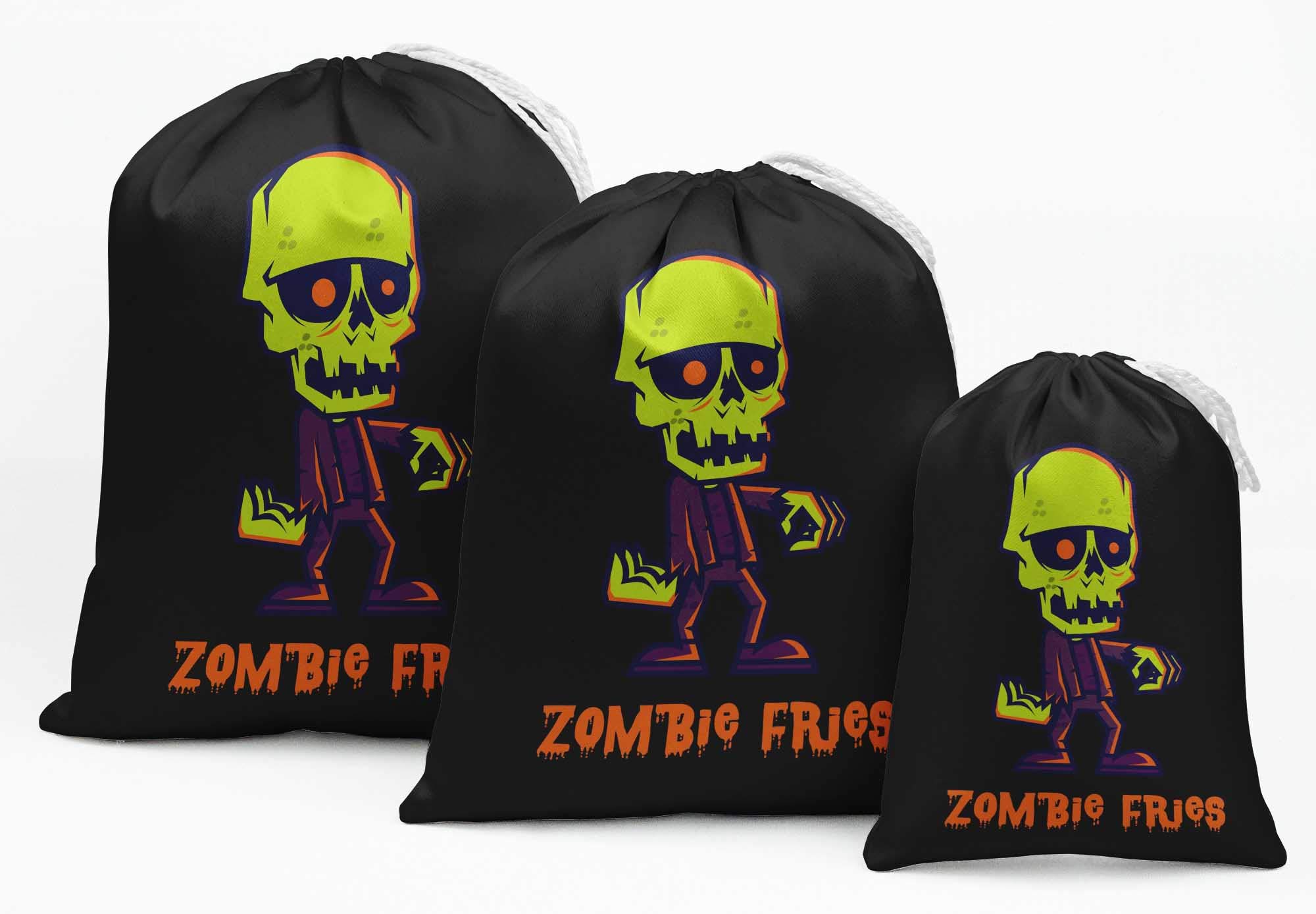 Black Zombie Fries Halloween Party Favor Bags - 15 Pack of Spooky Treat Pouches for Trick or Treat, Classroom Prizes & Costume Party Favors