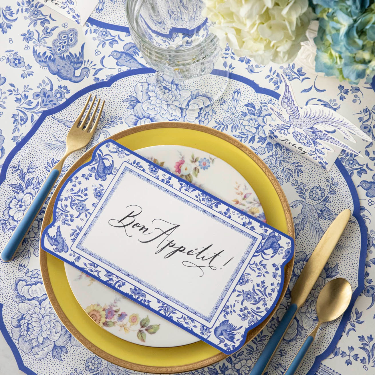 Blue Asiatic Pheasants Die-Cut Placemats - Elegant Table Decor for Dining, Parties & Home Decor | Set of 4 Waterproof Placemats for Everyday Use & Special Occasions