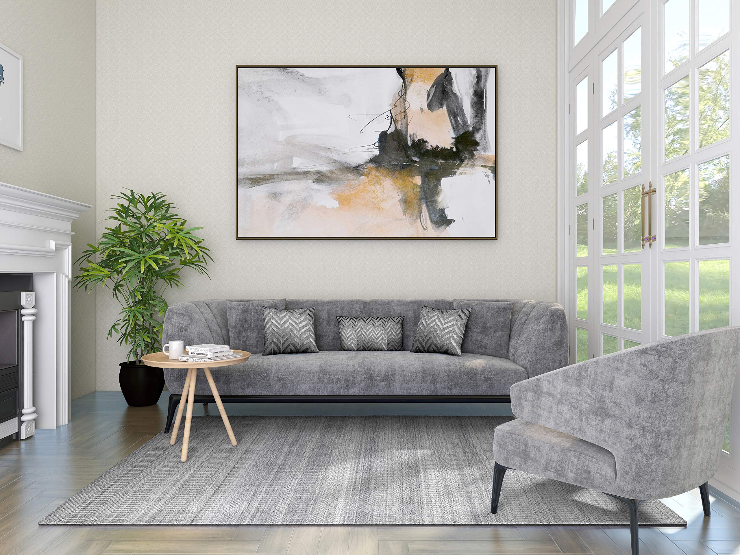 Handmade Gray Striped Area Rug 8' x 10' - Contemporary Solid Sanam Design for Living Room, Bedroom & Office Decor
