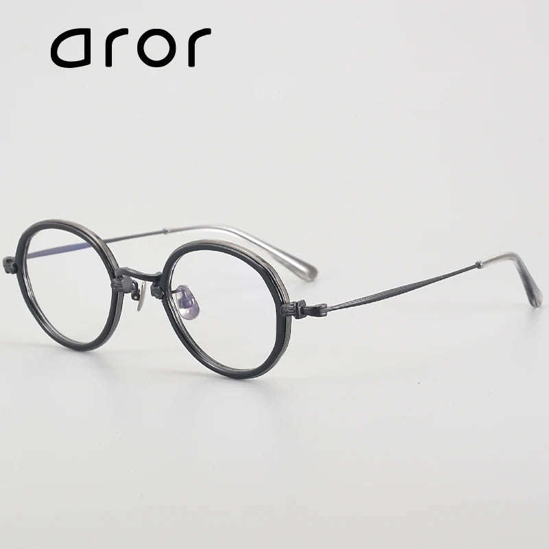 Aror Unisex Full Rim Big Round Titanium Acetate Eyeglasses 494196 - Lightweight & Durable Frame for Reading, Driving & Fashion (Men & Women)