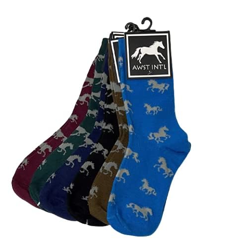 3 Pack Horse Themed Socks for Women & Men - Comfortable Crew/Paddock Boot Socks - Perfect for Equestrian Riding, Horse Lovers & Casual Wear