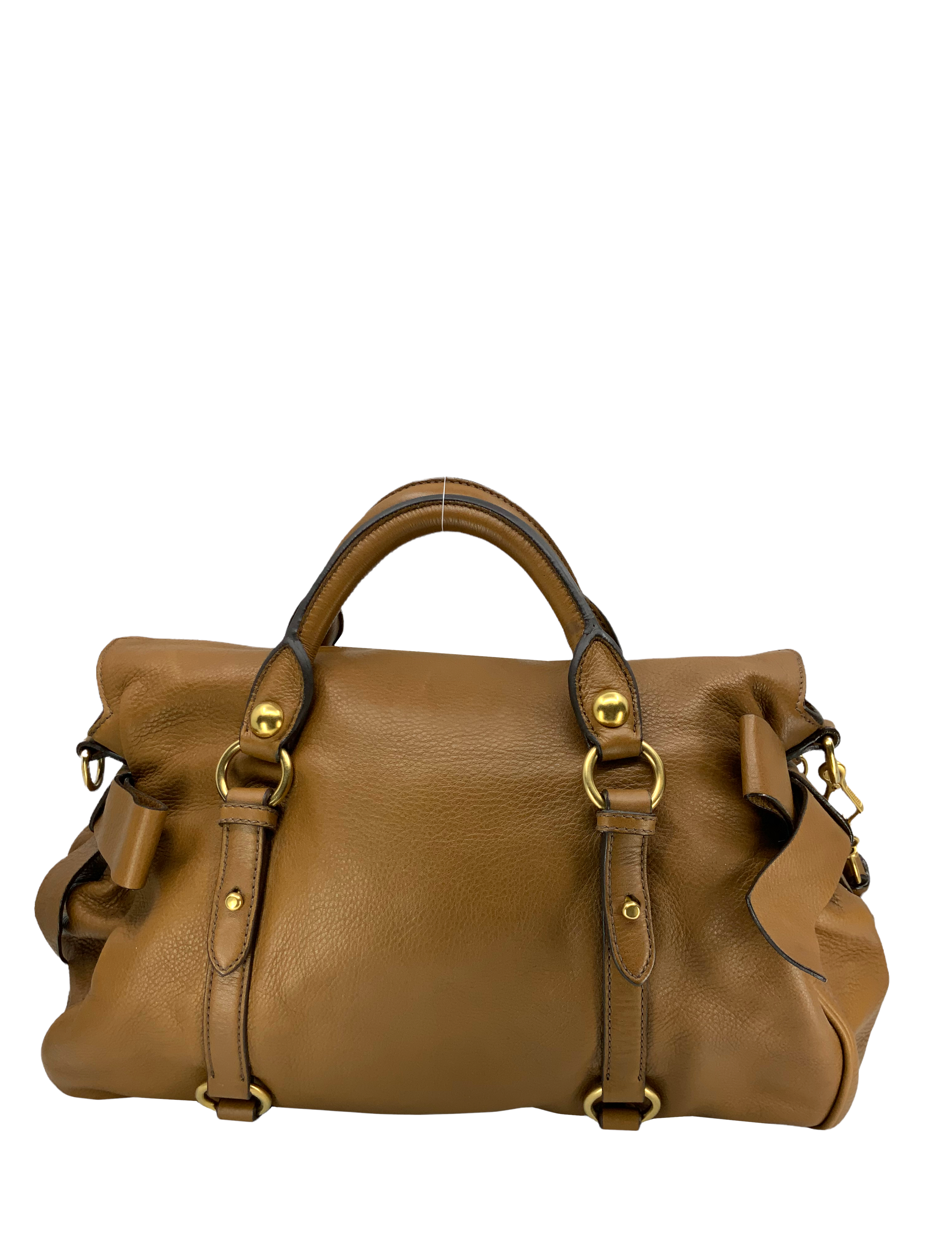 MIU MIU Leather Foldover Bow Satchel Bag for Women - Luxury Designer Handbag for Work, Travel & Everyday Use