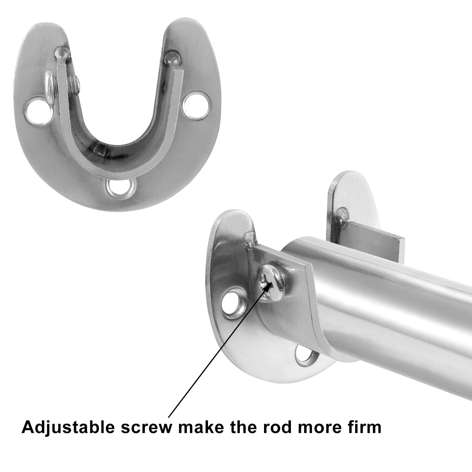 6PCS 3/4 Inch Heavy Duty Stainless Steel Closet Rod End Supports - Wardrobe Closet Rod Bracket with Flange & Screws for Closet Organization (Silver) - Perfect for Bedroom, Walk-in Closet, and Storage Room Organization