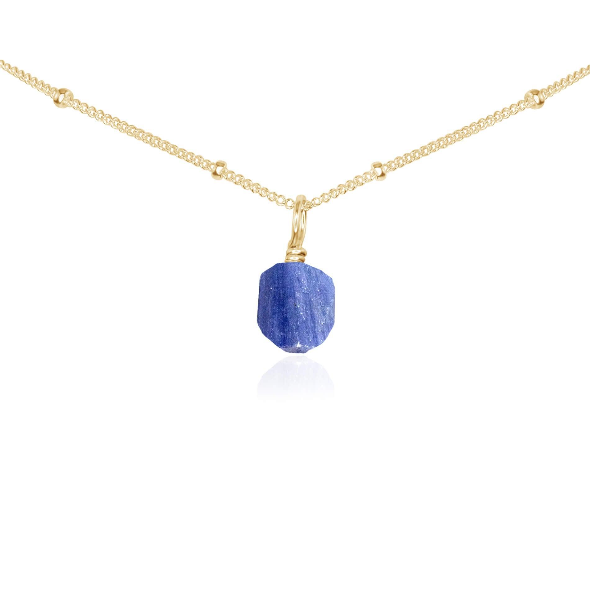 Natural Tiny Rough Kyanite Gemstone Pendant Necklace - Elegant Choker for Women, Spiritual Healing Jewelry | Perfect for Meditation, Yoga & Energy Balancing