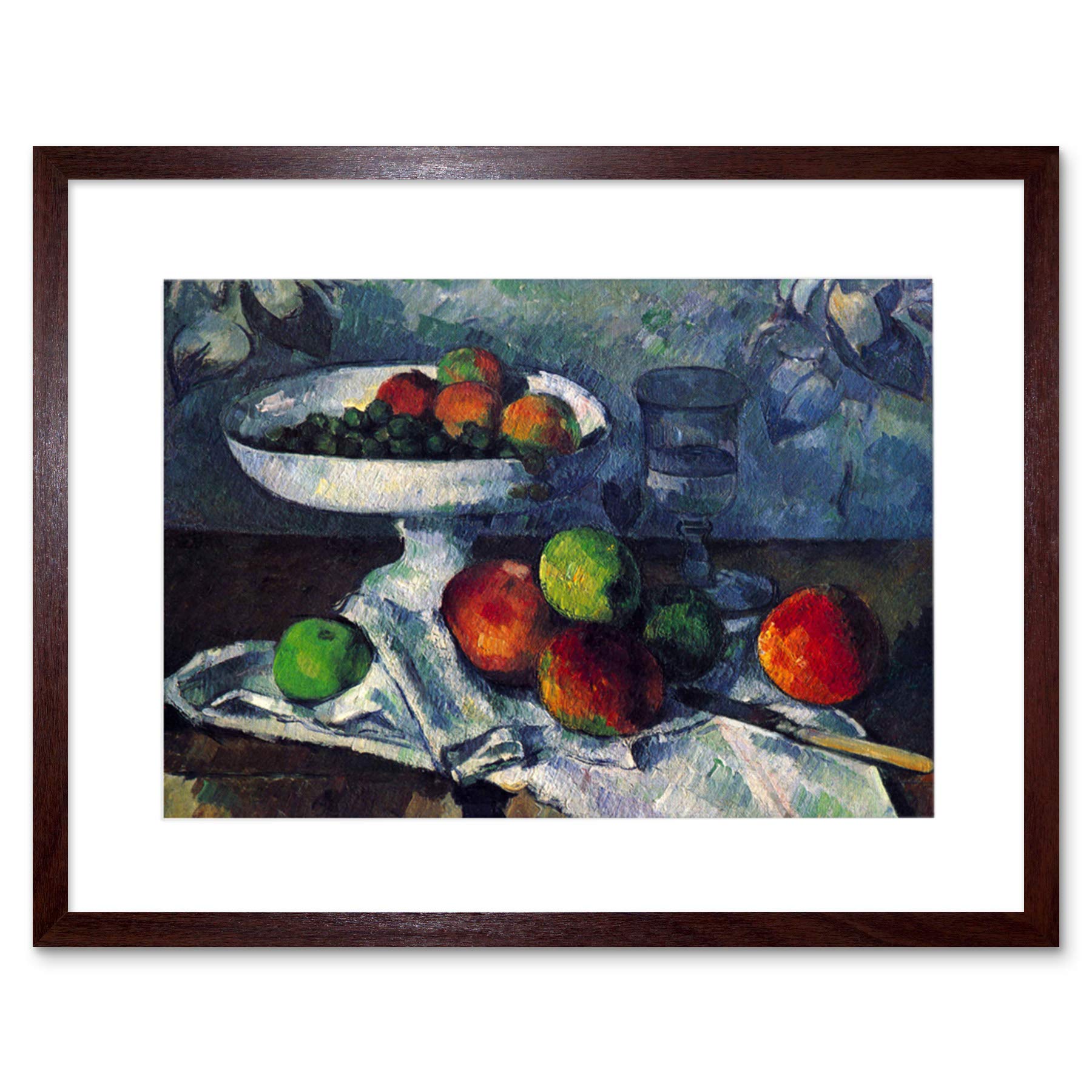 Framed Print of Cezanne Still Life with Fruit Bowl - 12x17 Inch Wall Art Decor for Living Room, Dining Room & Office