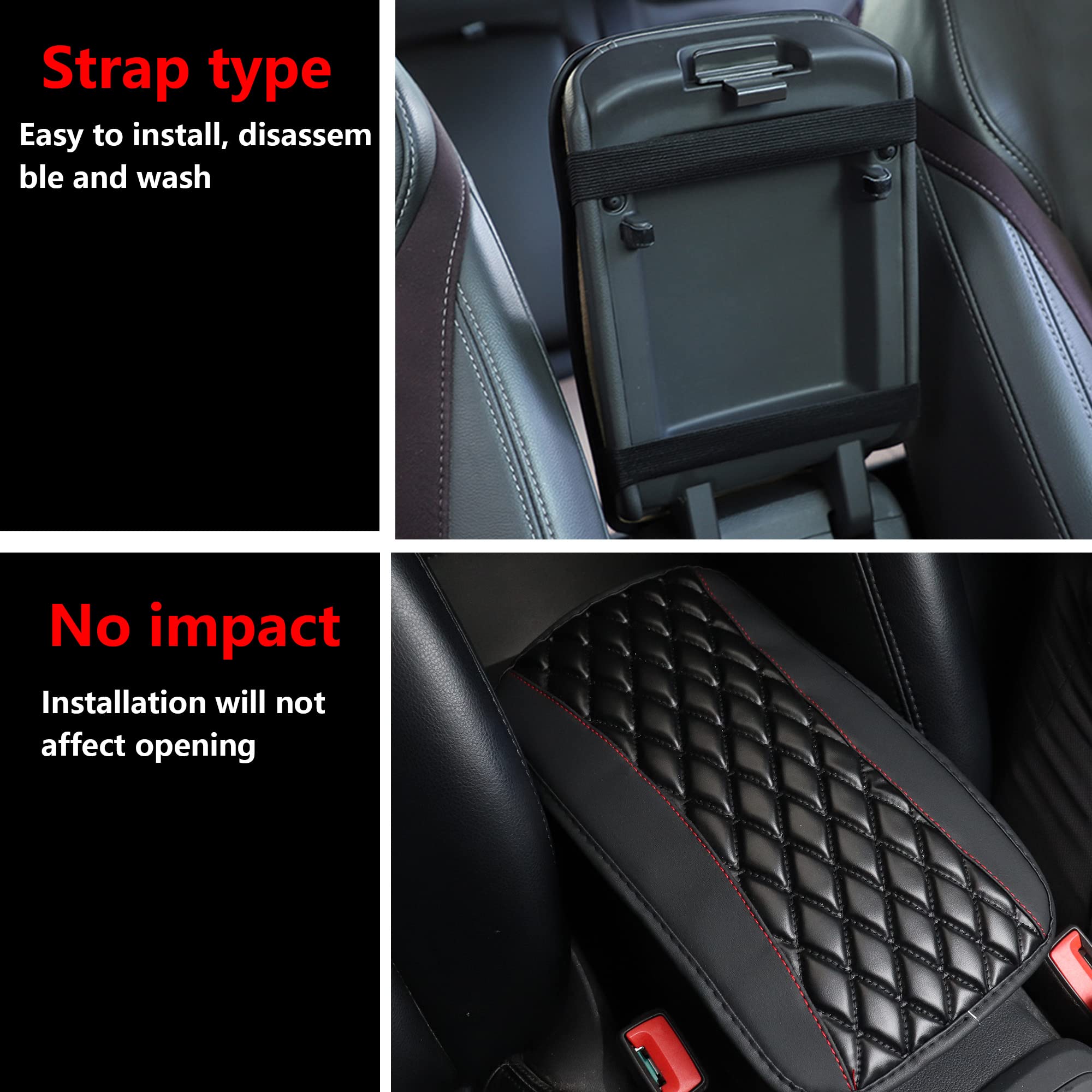 Premium PU Leather Car Center Console Pad - Universal Comfort Armrest Cushion for SUV/Truck/Car - Waterproof & Anti-Scratch Interior Accessory (Black) | Perfect for Long Drives & Road Trips