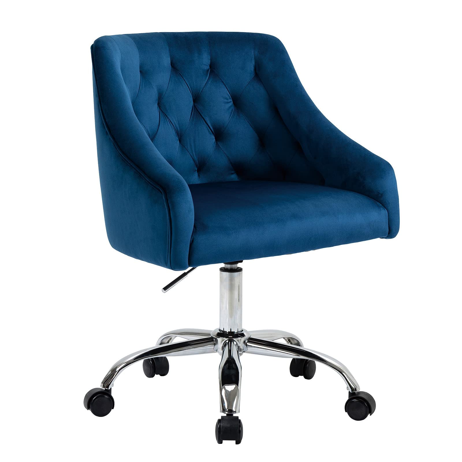 ATTICA Modern Velvet Office Chair - Adjustable Height Mid-Back Task Chair for Home Office, Computer Desk, Gaming & Study - Navy Blue Ergonomic Swivel Chair with Comfortable Seat Cushion