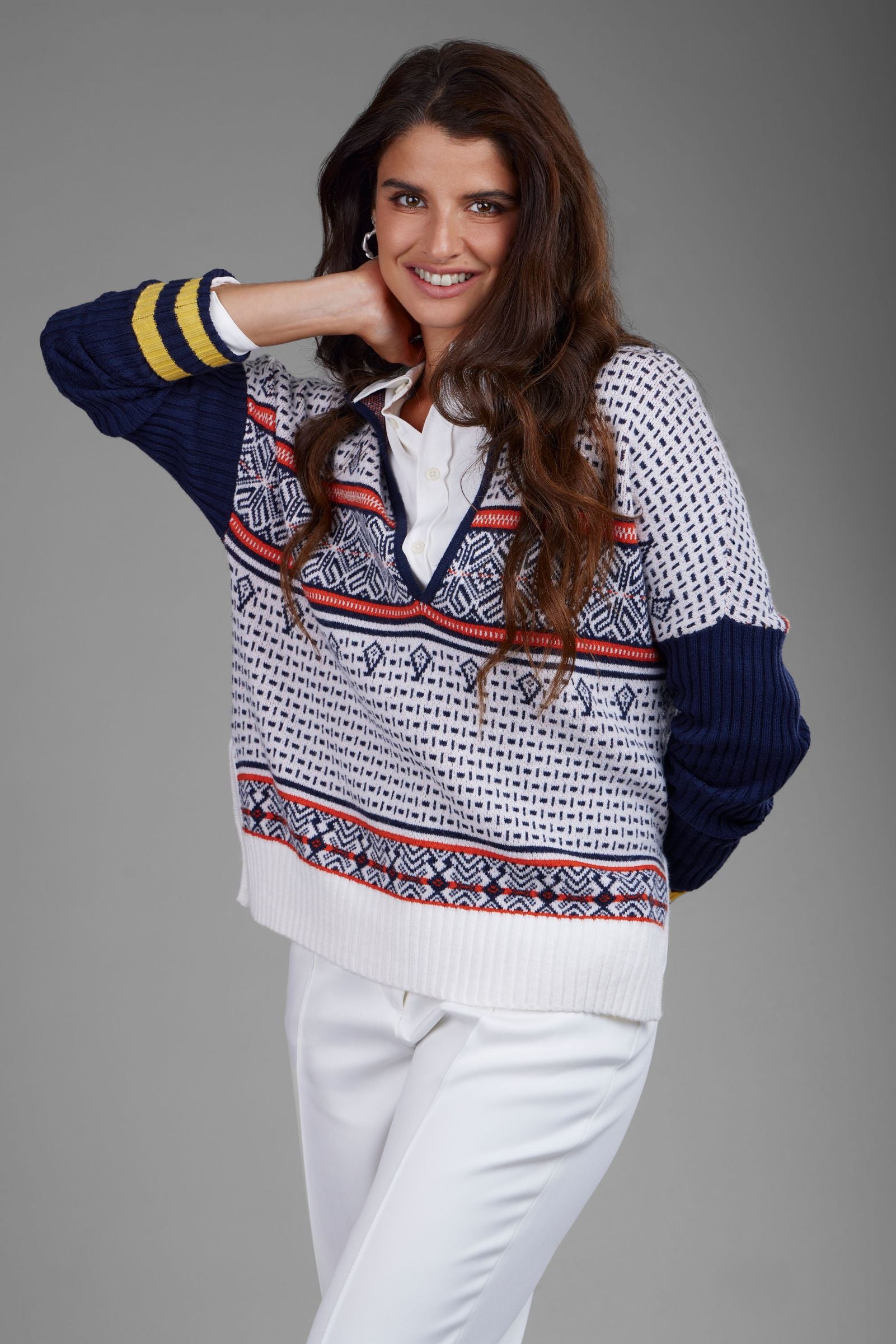 Nordic Knit Pullover Sweater for Women - Cozy Winter Cable Knit Sweater with Snowflake Pattern - Perfect for Christmas, Holiday & Casual Outfits