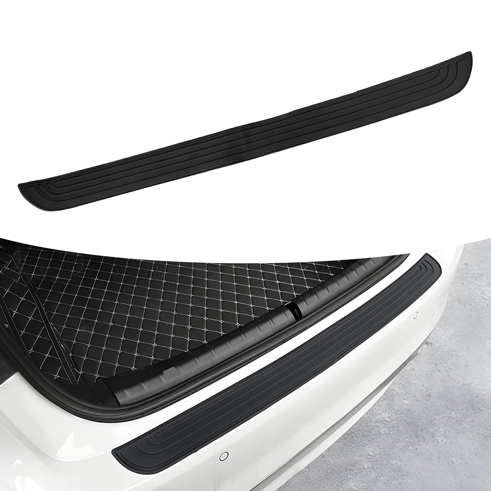 Cueclue Universal Rear Bumper Protector & Door Sill Guard Strip for Cars & SUVs - Black Car Exterior Trim Accessory for Trunk & Door Entry Protection (Perfect for Parking, Loading, and Family Use)