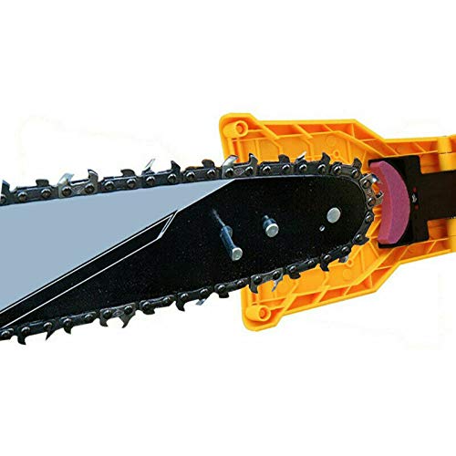 Professional PowerSharp Bar-Mount Chainsaw Chain Sharpener - Fast Grinding System for Woodworking Tools (Yellow) - Perfect for DIY Home Projects, Forestry Work & Outdoor Cutting Tasks