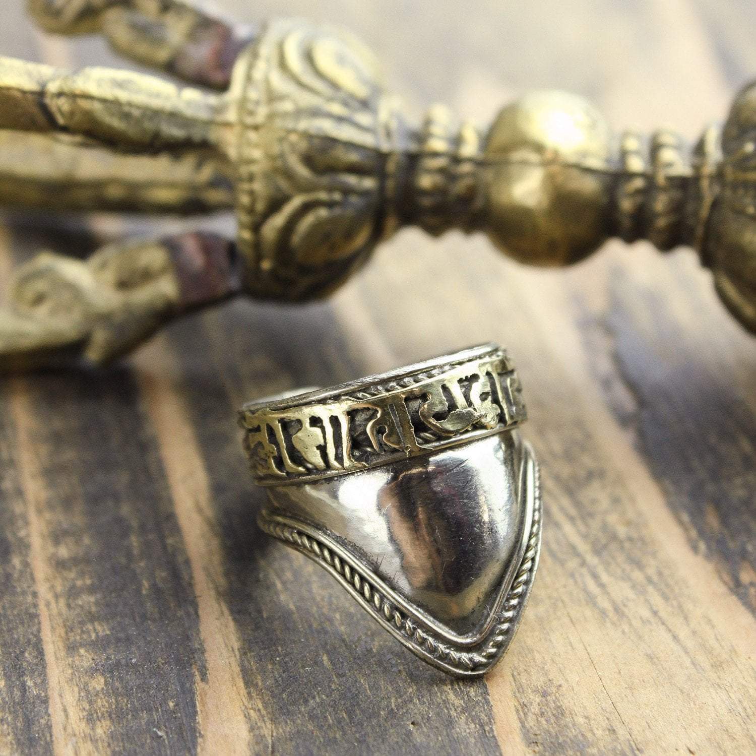 Adjustable Mantra Shield Ring for Men & Women - Stainless Steel Spiritual Protection Jewelry - Perfect for Meditation, Yoga & Daily Wear