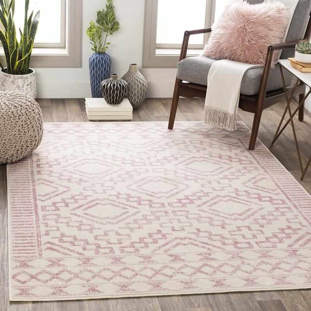 Mark&Day 2x3 Lechlade Bohemian Area Rug - Soft Pale Pink & White Vintage Carpet for Living Room, Bedroom, Kitchen - Non-Slip Floor Mat (2' x 2'11