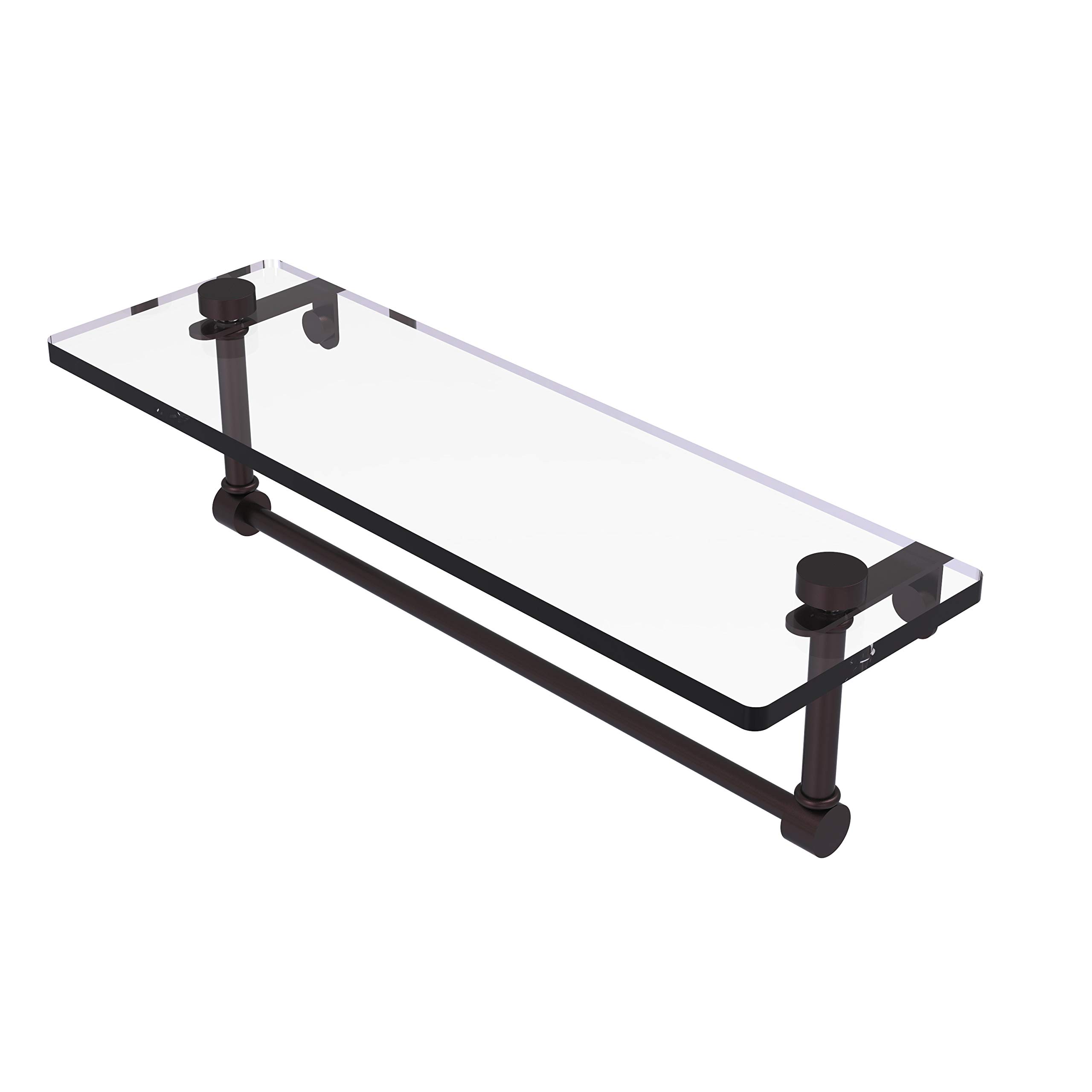 Allied Brass NS-1/16TB 16 Inch Bathroom Vanity Set with Integrated Towel Bar and Glass Shelf in Antique Bronze - Perfect for Modern Bathroom Organization and Luxury Home Decor