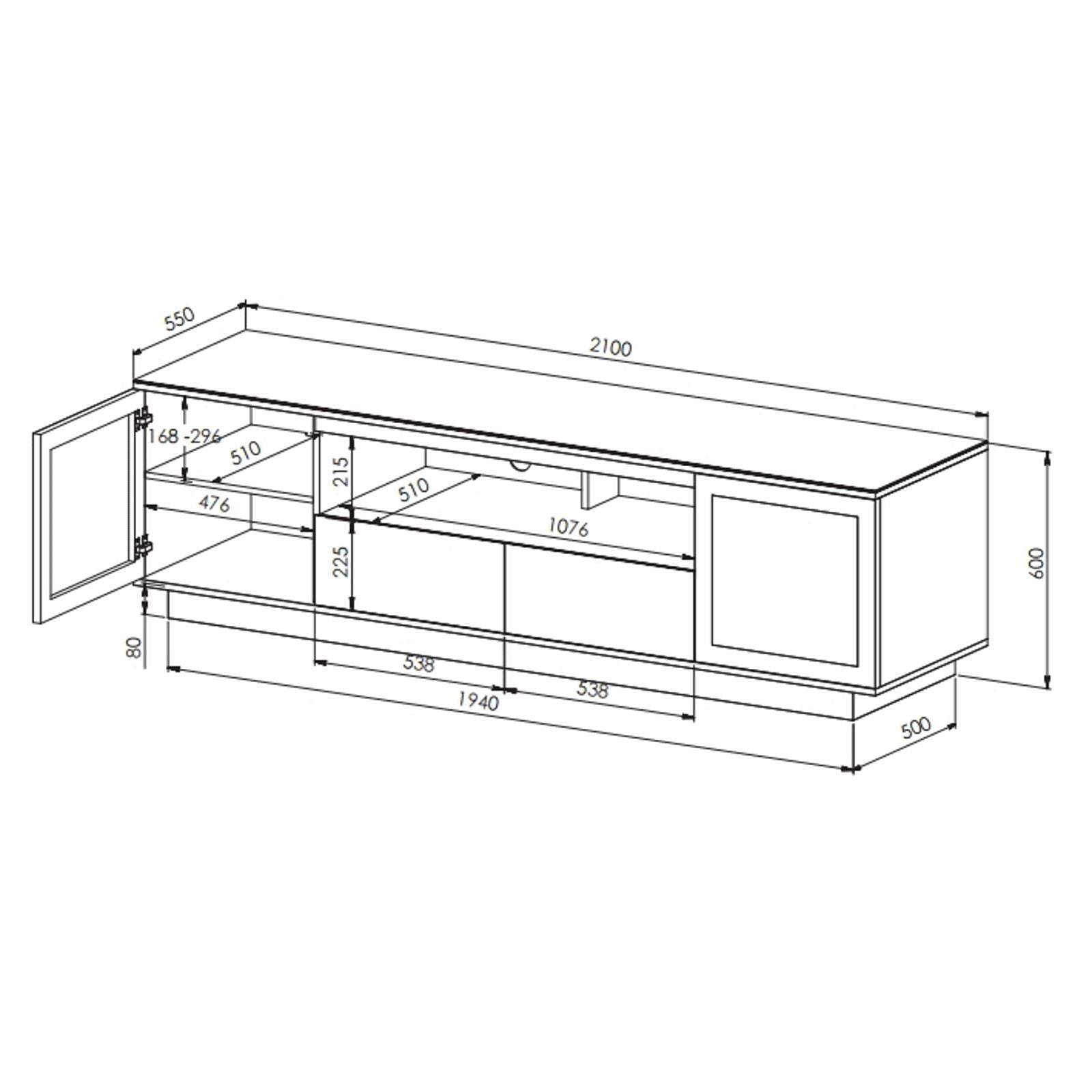 TAURIS™ TITAN 2100 Modern TV Stand with Storage - Black Entertainment Center for Living Room, Bedroom & Home Theater Setup