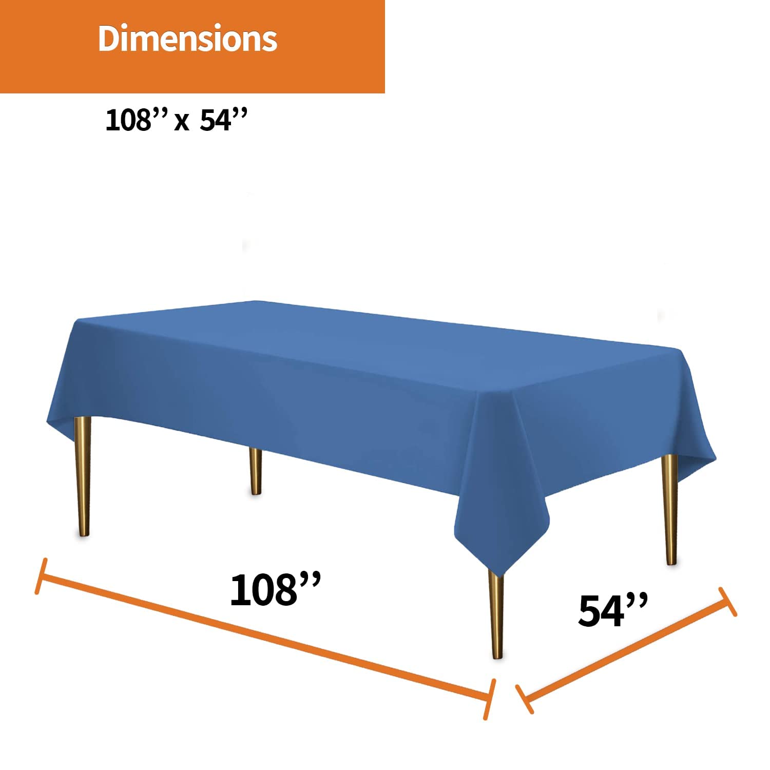 Premium Blue Disposable Plastic Tablecloths (48 Pack) - 54
