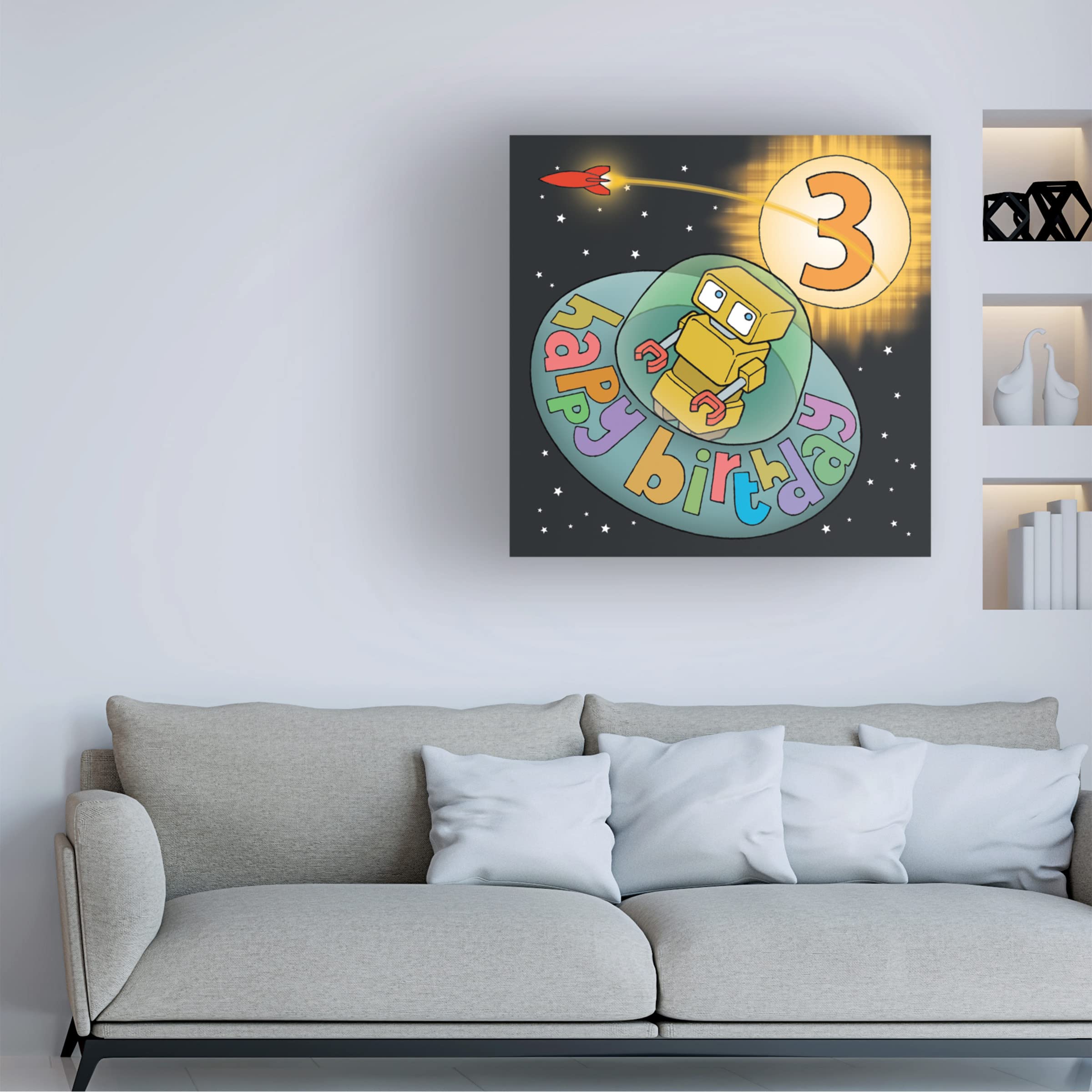 Trademark Fine Art 'Three Birthday Saucer' Canvas Wall Art by Duncan Wilson - Perfect for Living Room Decor, Birthday Gifts & Home Office Artwork