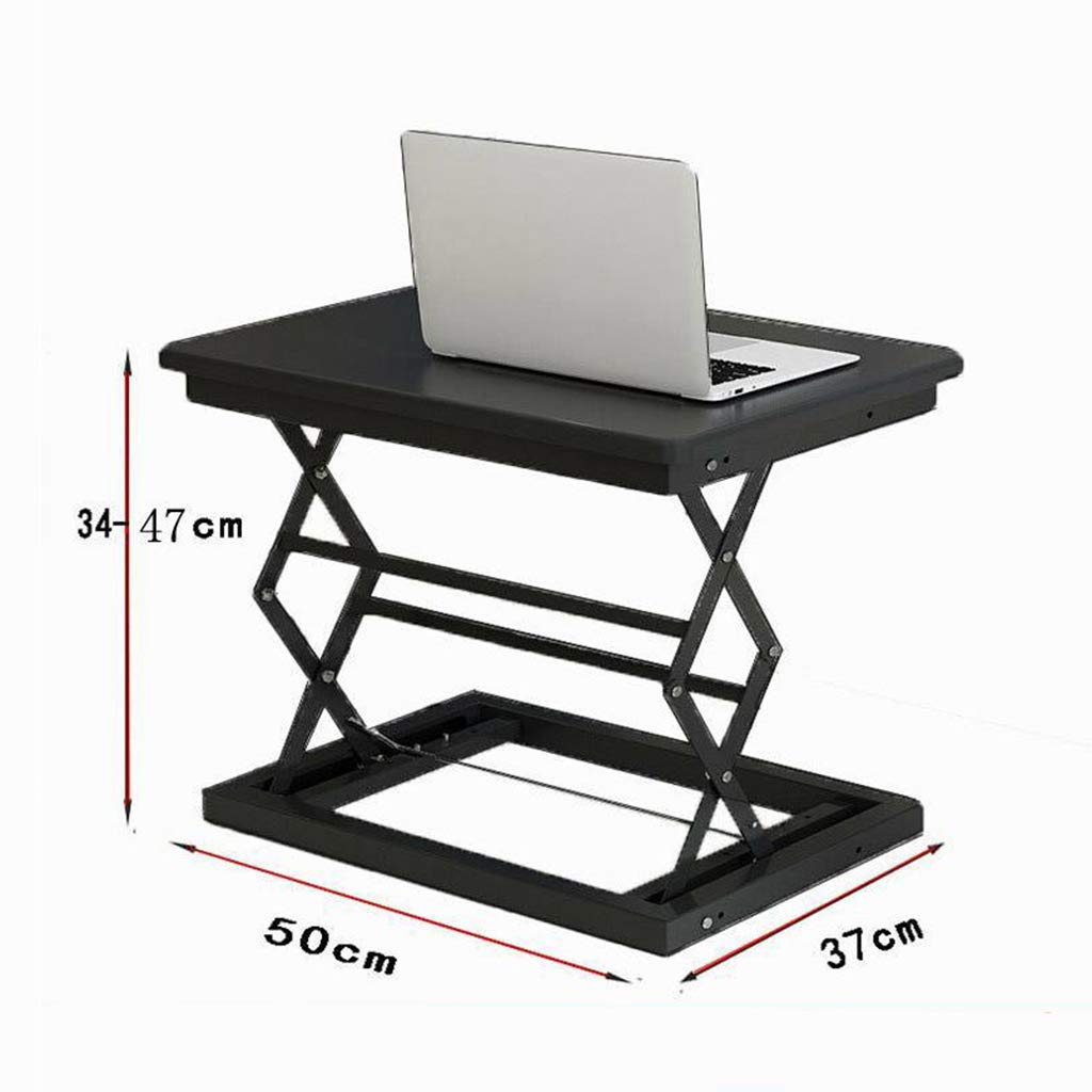 Adjustable Height Folding Desk - Black/White Ergonomic Lifting Desk for Home Office & Study - Multi-Function Workstation with Smooth Gear Adjustment - Perfect for Remote Work, Small Spaces & Student Dorm Rooms