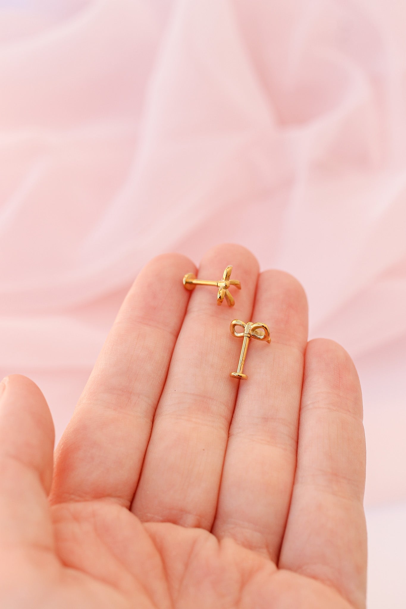Gold Bow Flat Back Stud Earrings - Elegant & Dainty Jewelry for Women & Girls - Perfect for Parties, Weddings & Everyday Wear