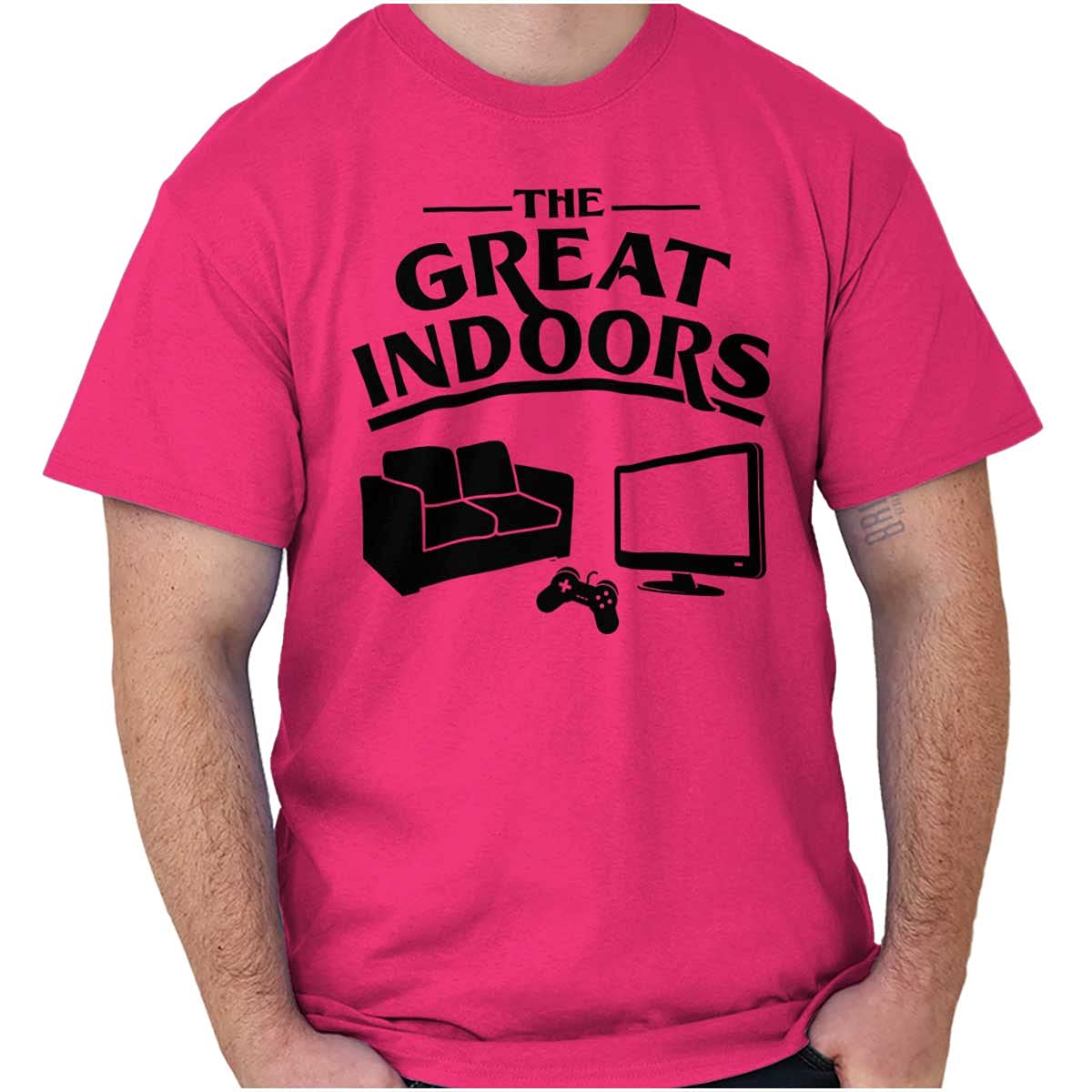 Great Indoors Couch Potato Gamer Nerd Men's Graphic T-Shirt - Comfortable Casual Tee for Gaming, Relaxing & Nerdy Style