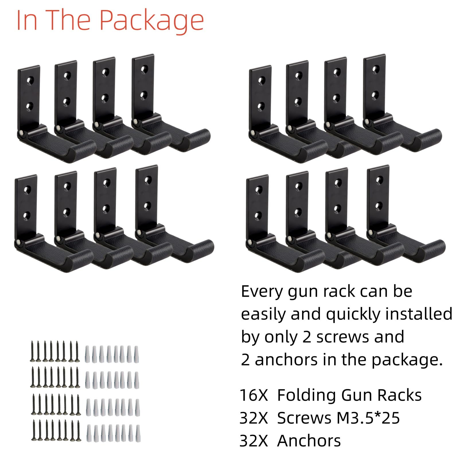 Wall Mount Gun Rack - Folding Shotgun Hooks with Soft Padding for Safe Storage | Scratchproof Gun Hanger for Rifles, Swords & Bows | Perfect for Home, Cabin, Hunting Lodge & Gun Room Organization