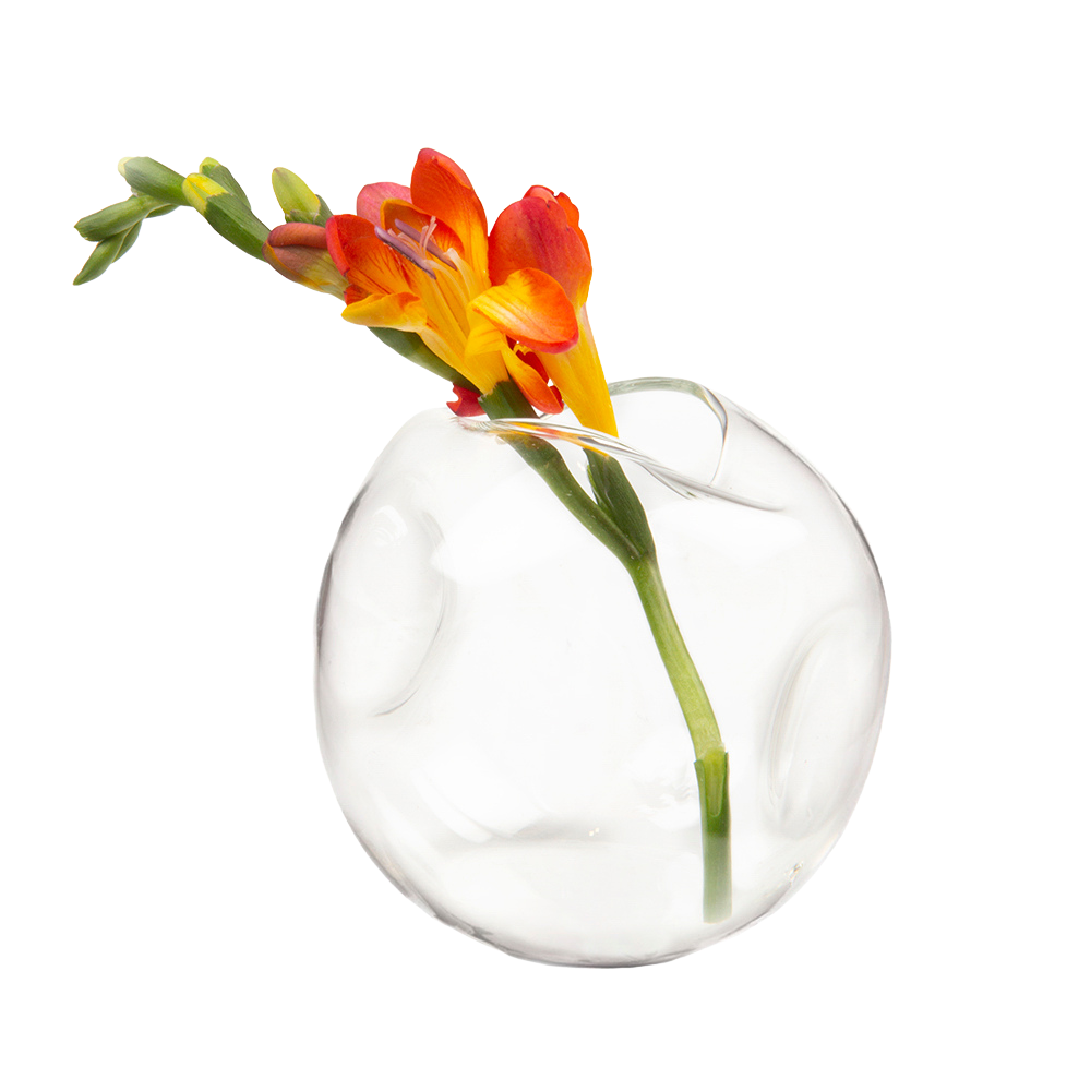 Modern Glass Flower Vase for Home Decor - Elegant Dent Design Centerpiece for Dining Table, Living Room & Wedding Decorations