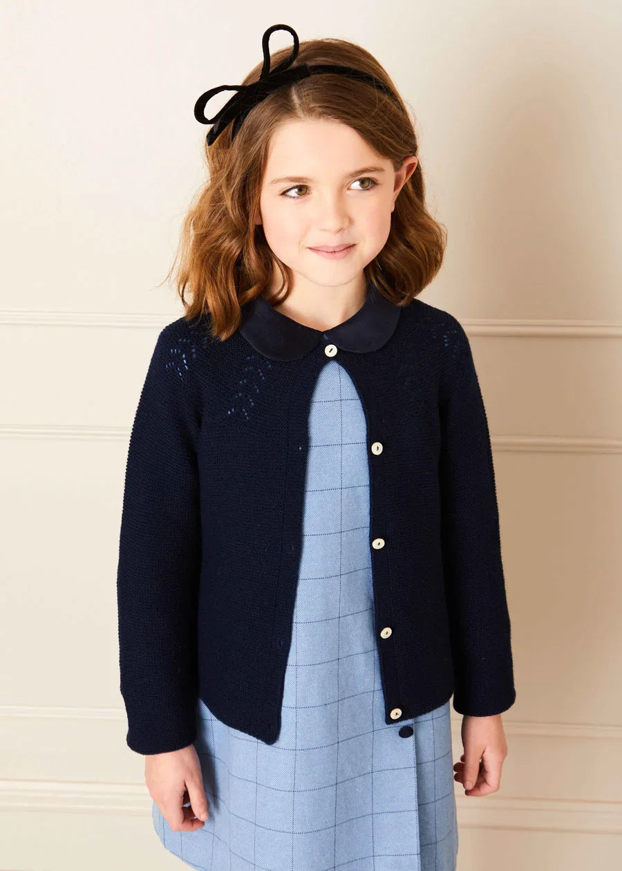 Navy Openwork Cardigan for Kids (6 Months - 10 Years) | Lightweight Knit Sweater for Boys & Girls | Perfect for Spring, Fall & Layering Outfits