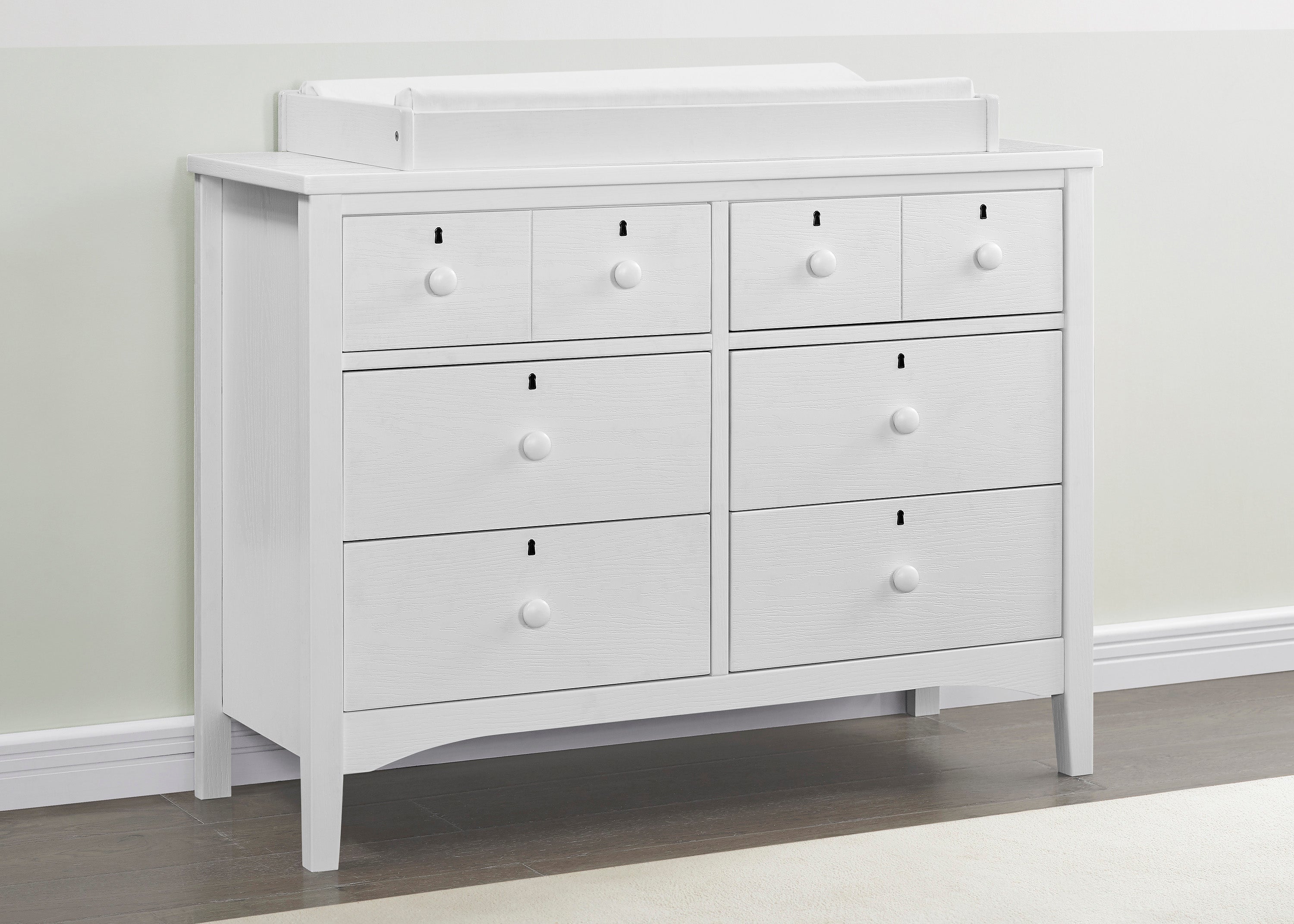 Farmhouse 6-Drawer Dresser with Interlocking Drawers - Solid Wood Bedroom Storage Organizer for Clothes, Linens & Accessories - Perfect for Master Bedroom, Guest Room or Nursery