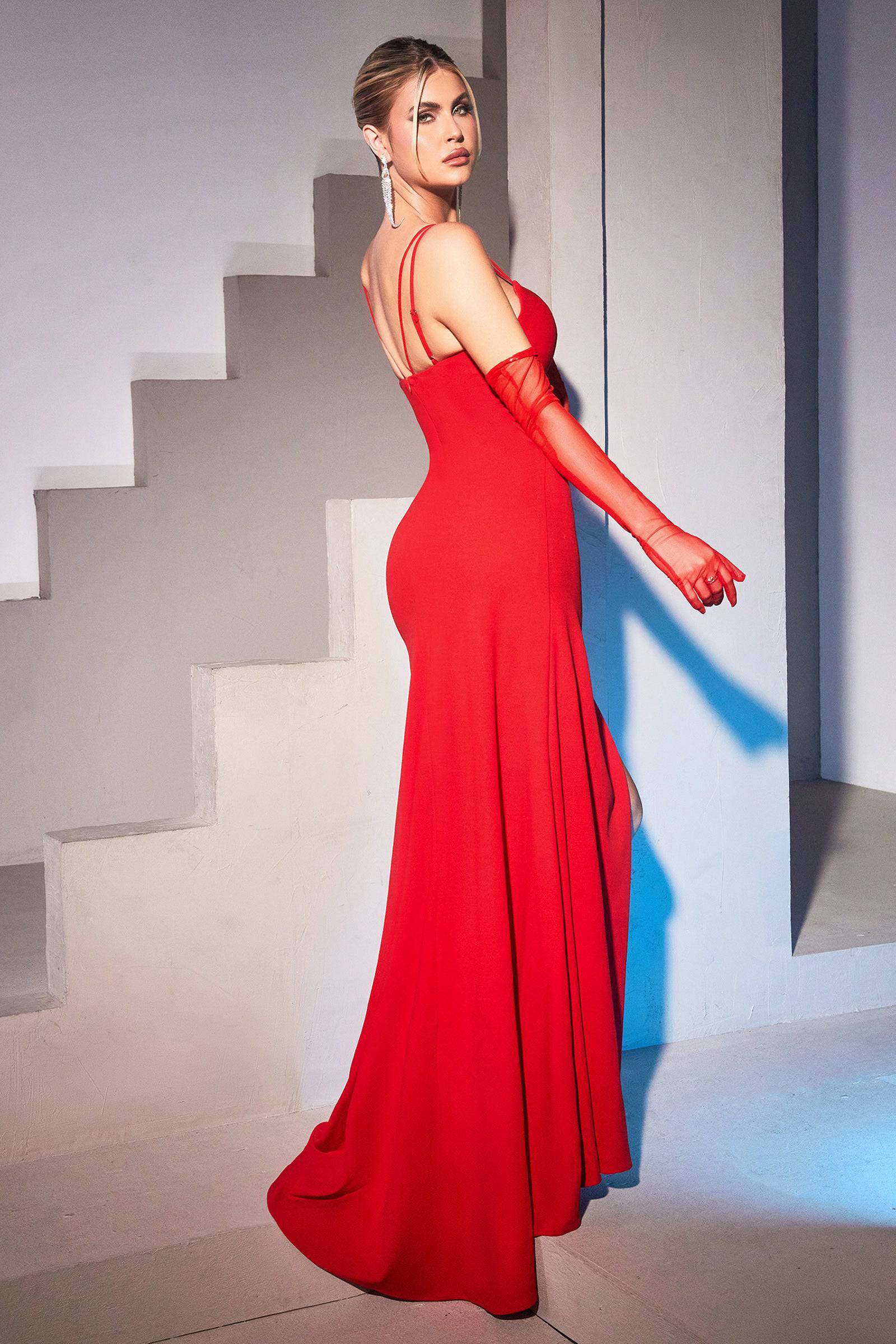 Cinderella Divine CH136 Sheer Cut Out Dress - Elegant Evening Gown for Prom, Party & Special Occasions
