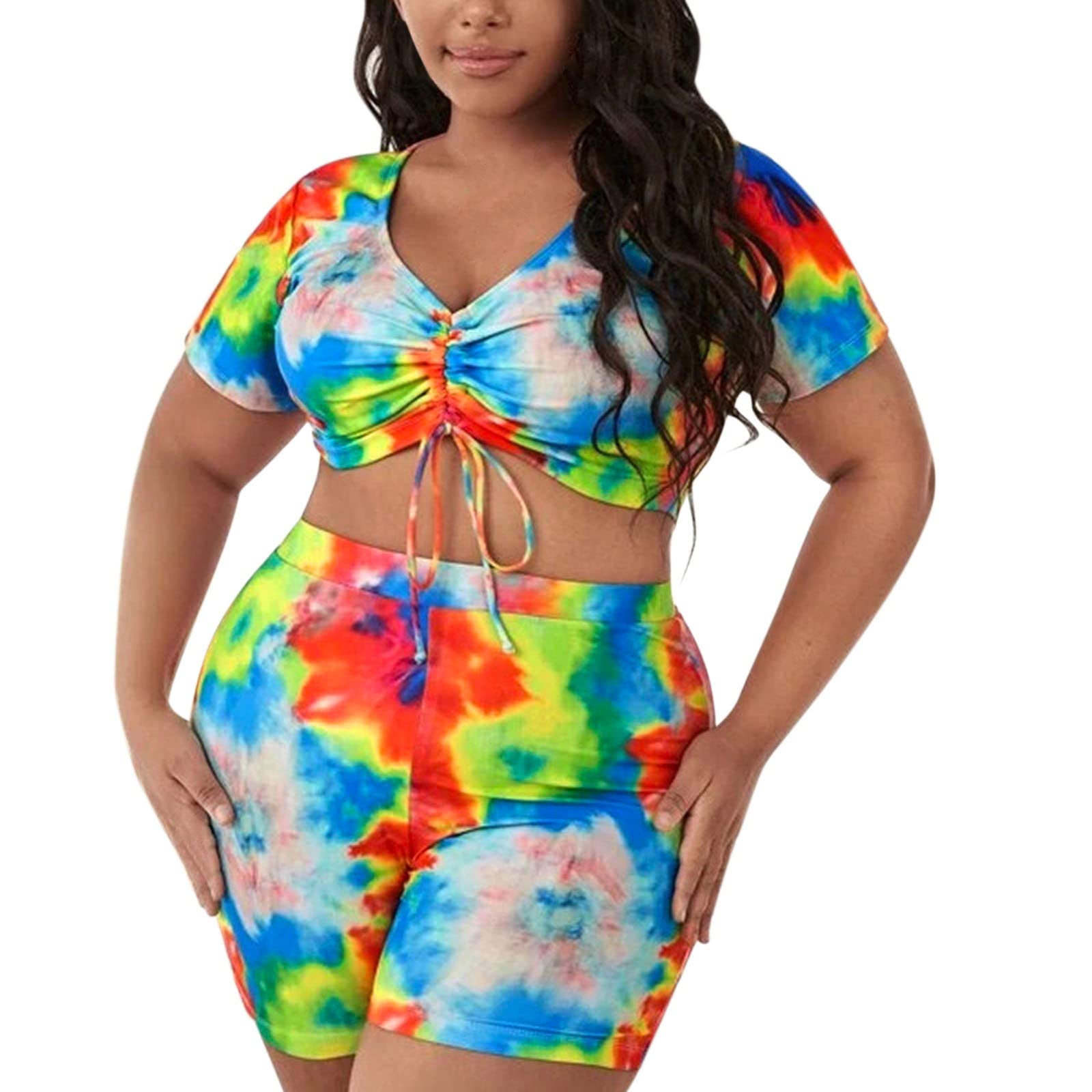 Modest Swim Skirts for Women & Girls - Halter Bikini Top with Contrast Color Board Shorts | Beachwear, Poolside, Surfing & Summer Vacation Outfits